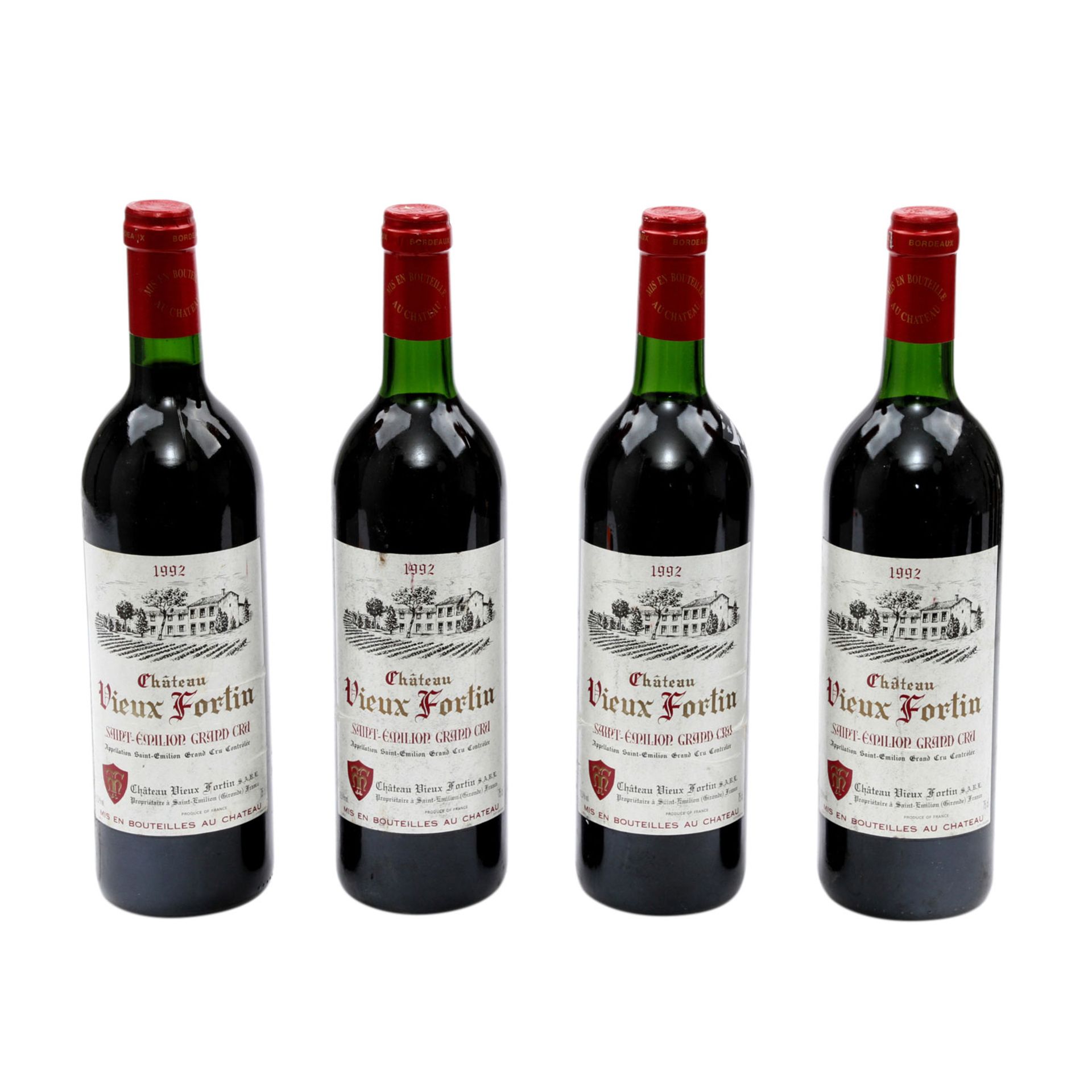 4 Flaschen CHÂTEAU VIEUX FORTIN, ST-Emilion Grand Cru 1992Bordeaux, Frankreich, Rebsorte: