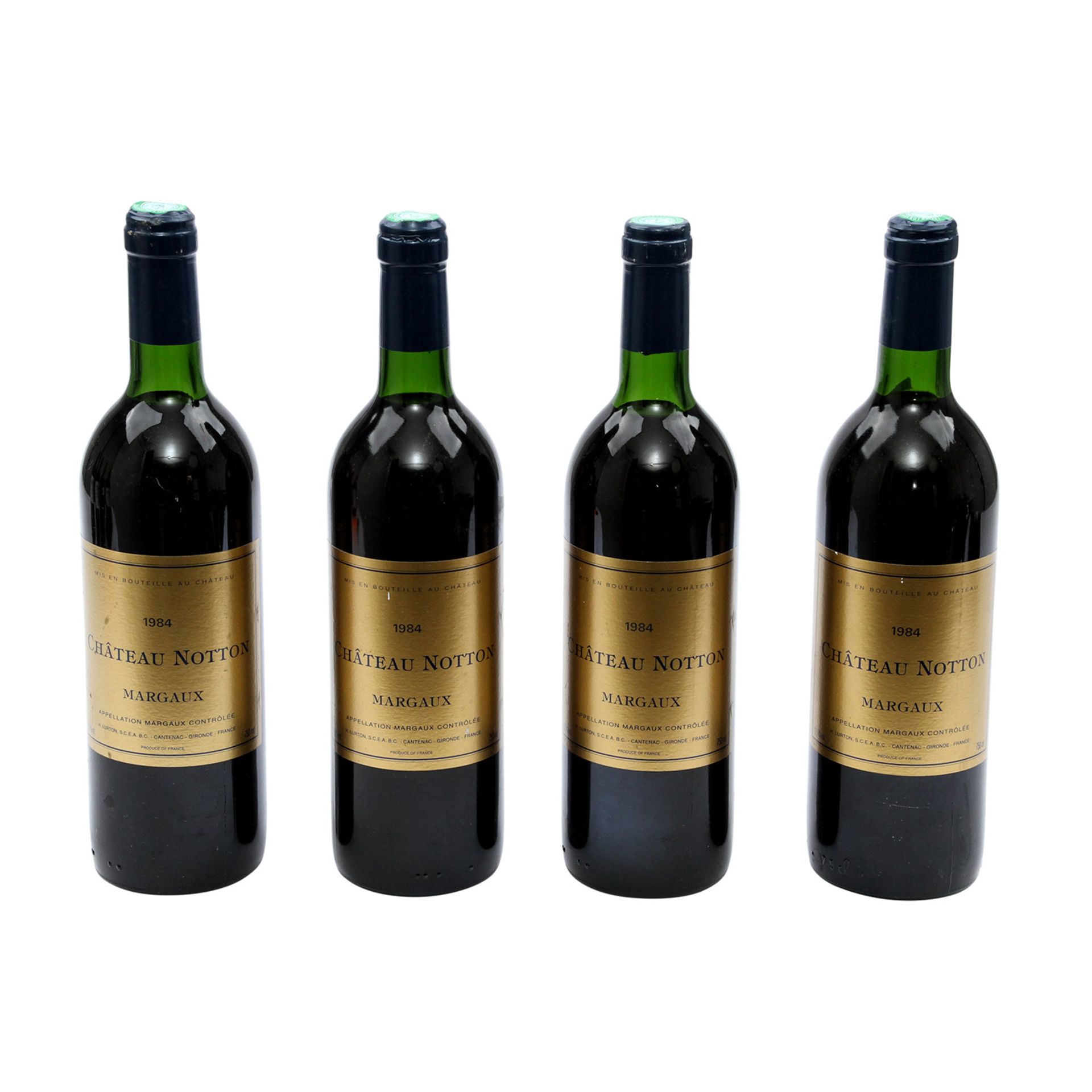 4 Flaschen CHÂTEAU NOTTON 1984Margaux, Bordeaux, Frankreich, Rebsorte: Bordeaux, 12,5% Vol., 750 ml,