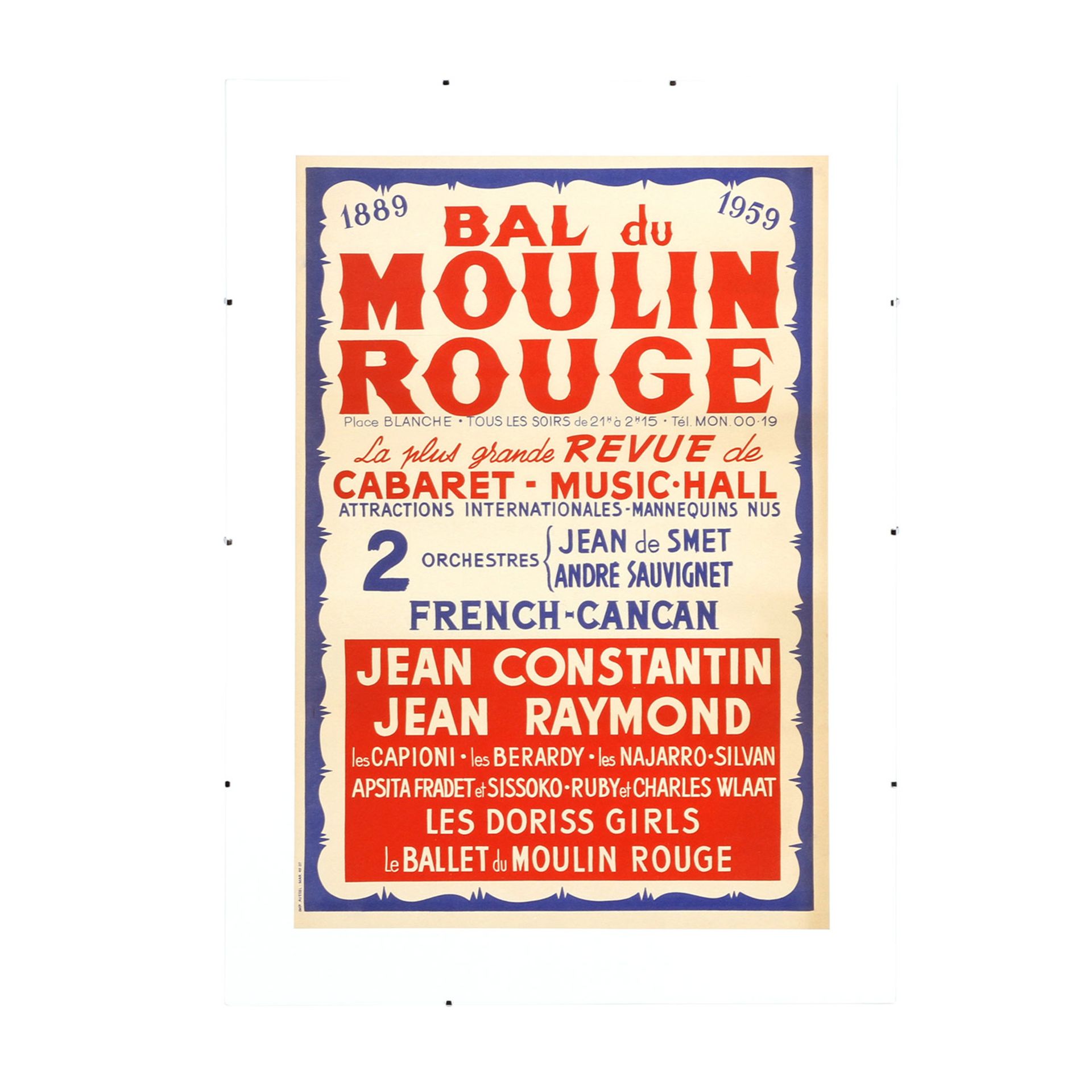 Plakat "BAL DU MOULIN ROUGE", 1889-1958, La plus grande Revue de Cabaret - Music-Hall,French - Image 2 of 4