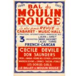 Plakat "BAL DU MOULIN ROUGE", 1889-1958, La plus grande Revue de Cabaret - Music-Hall,French CanCan,