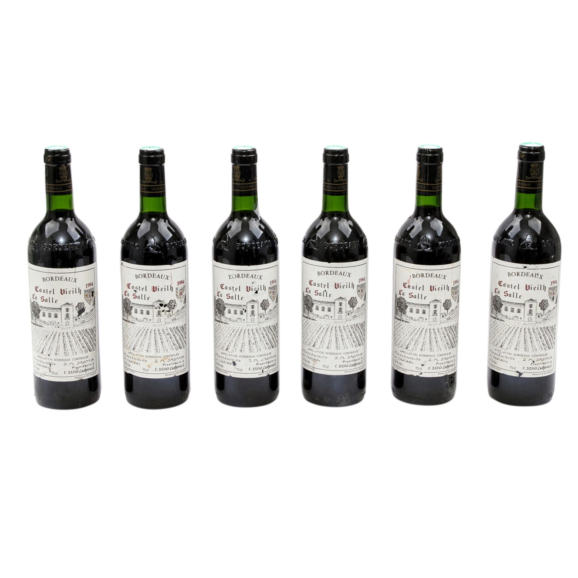 6 Flaschen CASTEL VIEILH LA SALLE 1994Bordeaux, Frankreich, Rebsorte: Bordeaux, 12% Vol., 750 ml,