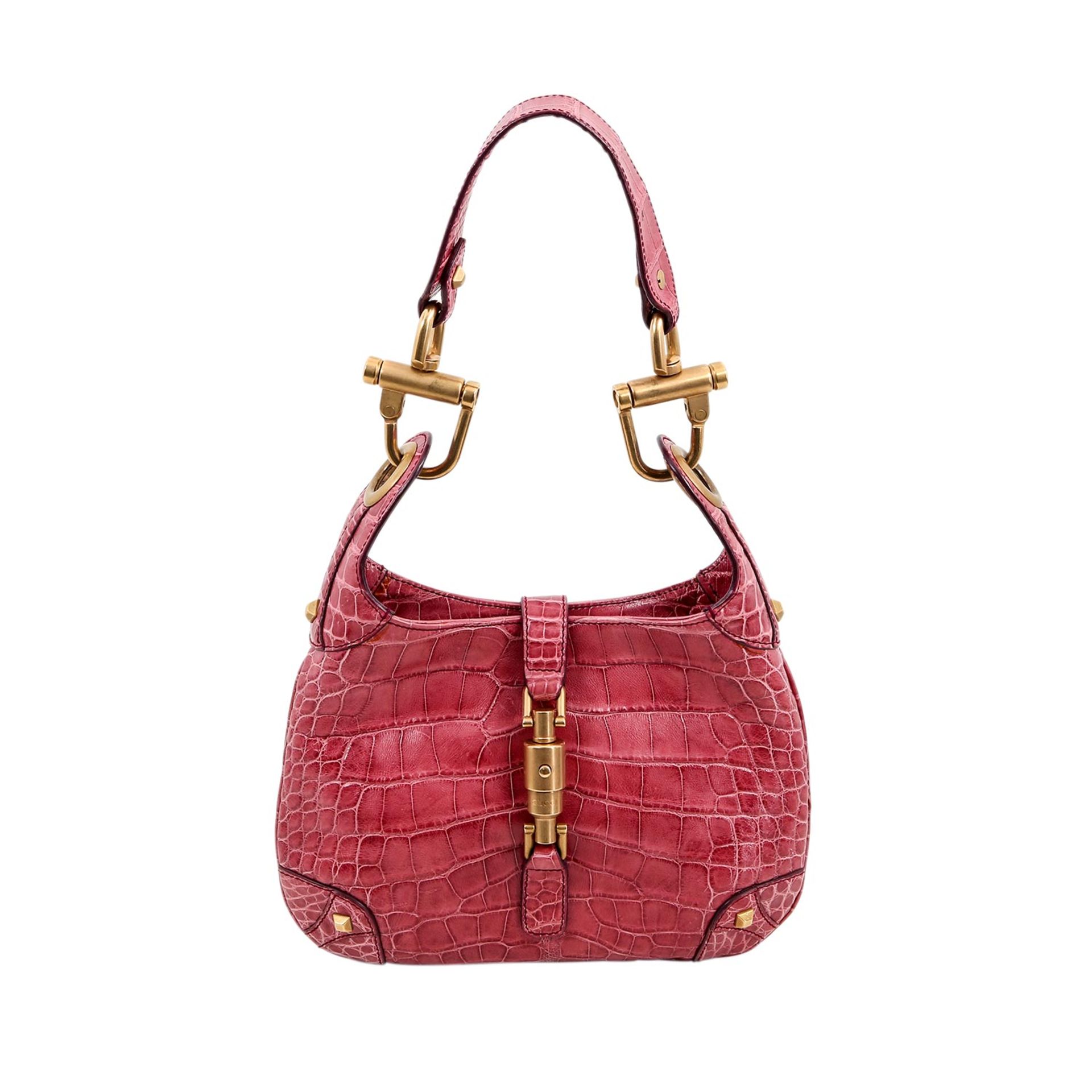 GUCCI Schultertasche "JACKY O KROKO", Koll. 2004.KP.: 4.310,-€. Alligator Leder in Matt-