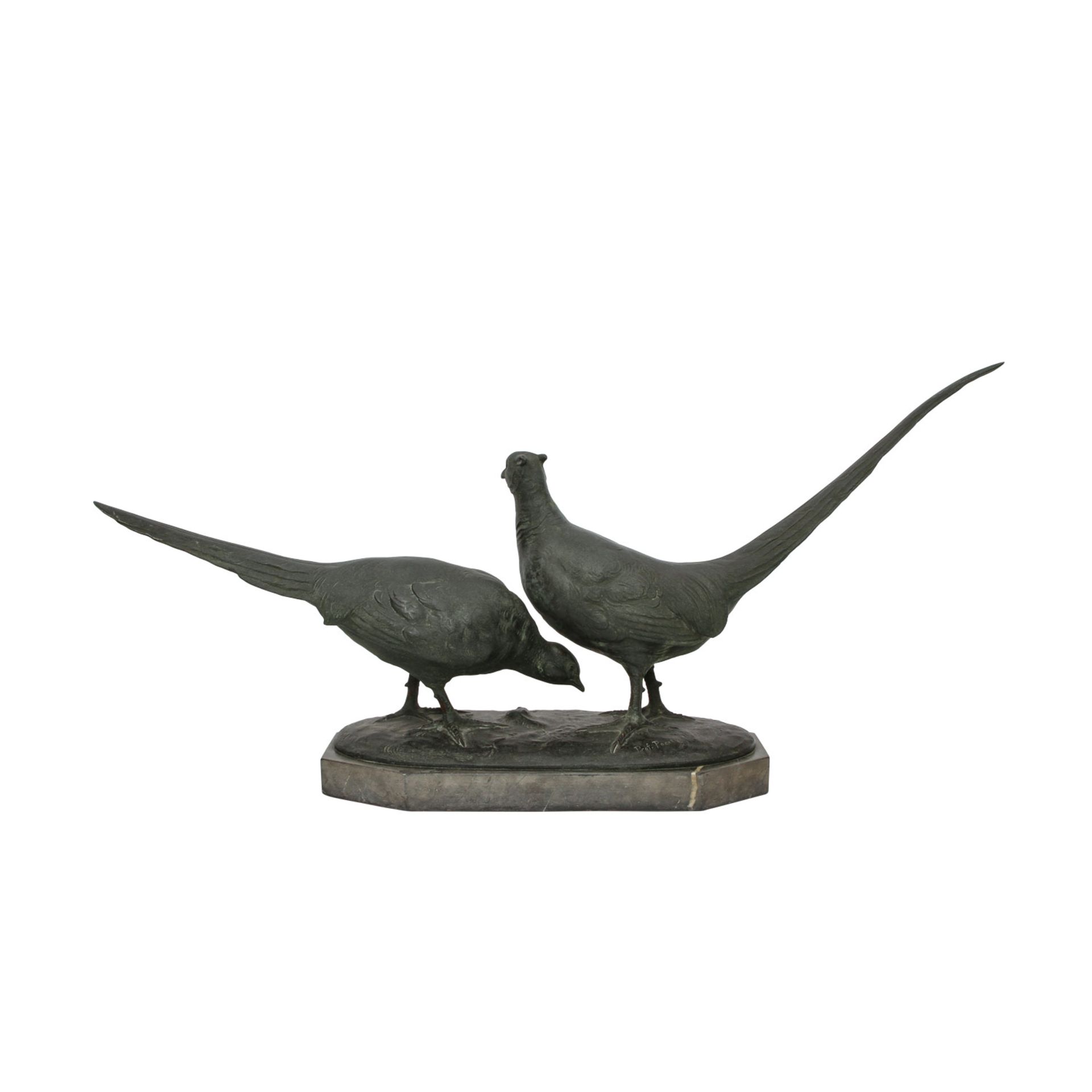 POERTZEL, OTTO (1876-1963), "Fasanenpaar",Bronze, patiniert, rückseitig auf der Plinthe sign. 'Prof. - Image 4 of 6