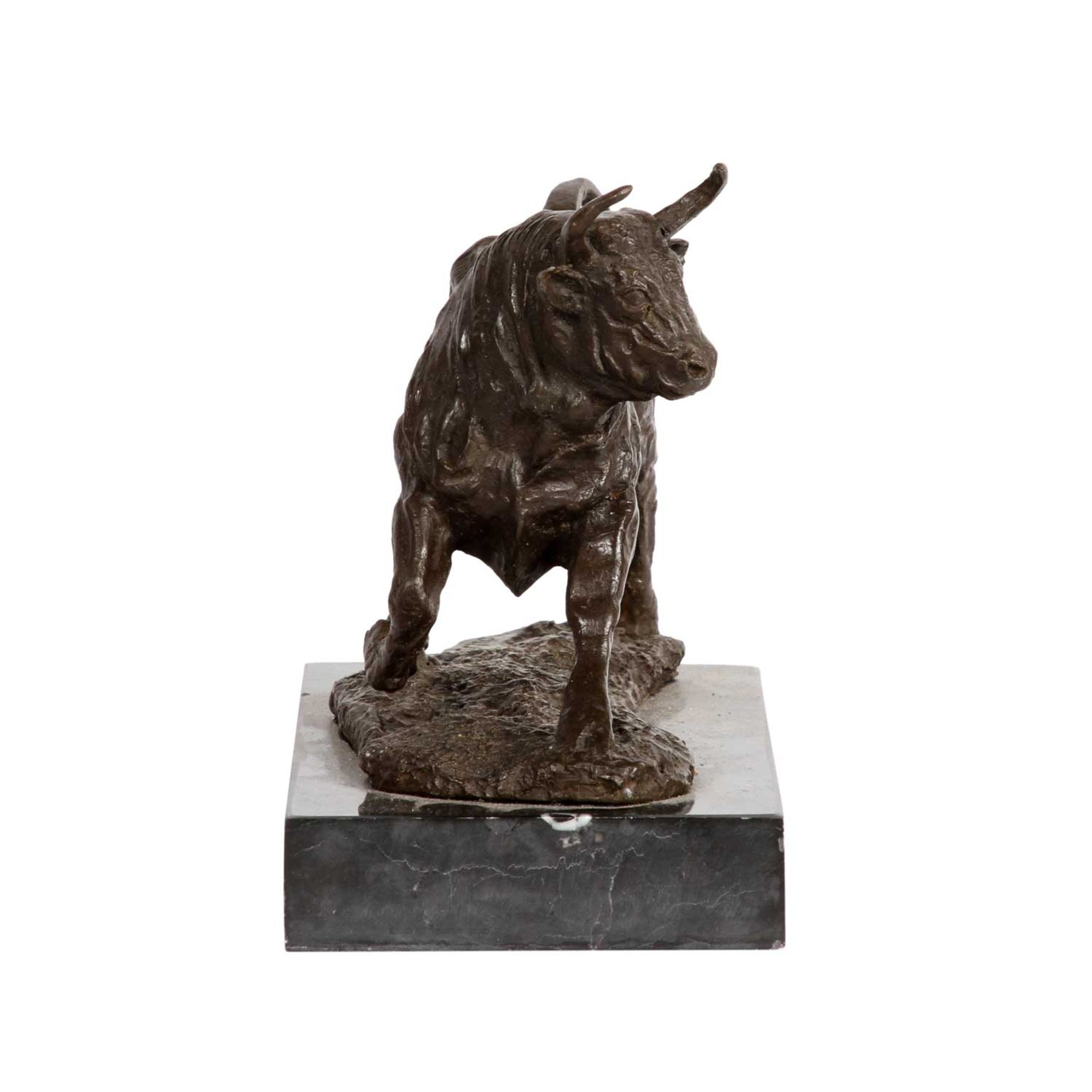 BARYE, ANTOINE LOUIS (Paris 1796-1875 ebenda)Stier aus Bronze, H. ca. 14 cm, signiert. Auf - Image 5 of 6