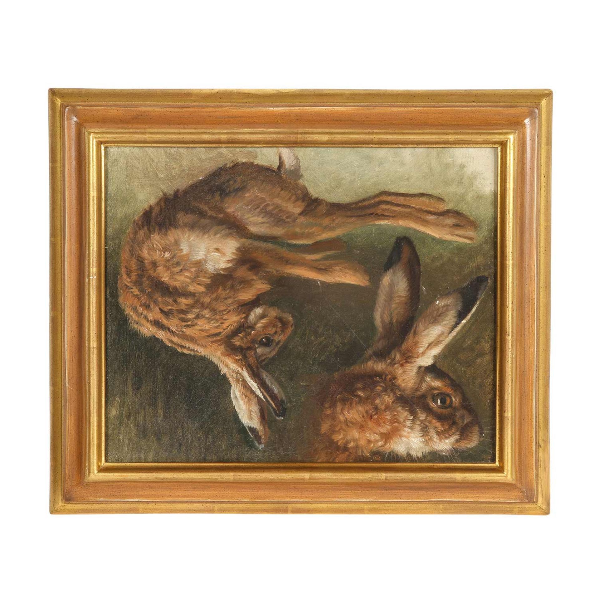 DEIKER, JOHANNES CHRISTIAN, attr. (Wetzlar 1822-1895 Düsseldorf), "Erlegter Hase und Hasenkopf", - Image 2 of 3