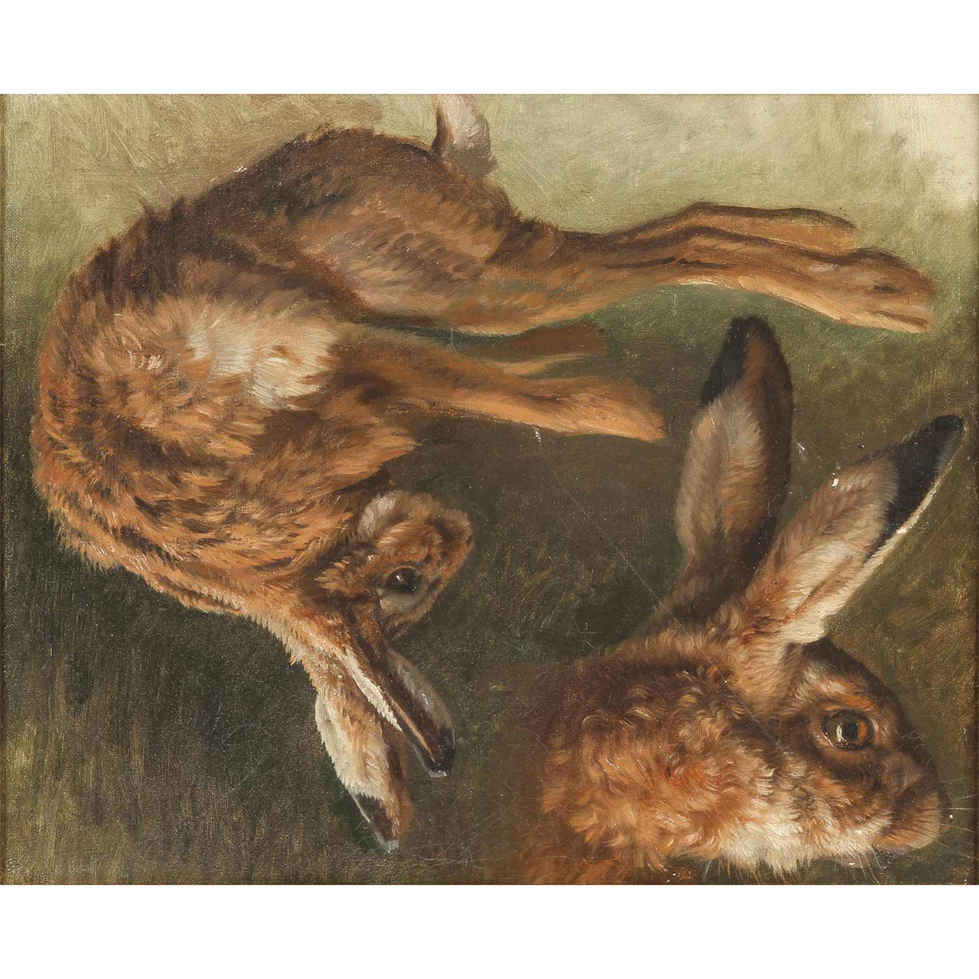 DEIKER, JOHANNES CHRISTIAN, attr. (Wetzlar 1822-1895 Düsseldorf), "Erlegter Hase und Hasenkopf",