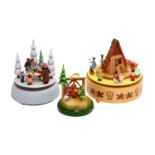 ERZGEBIRGE Konvolut von drei Weihnachtsspieluhren,Holz, farbig bemalt, bestehend aus „