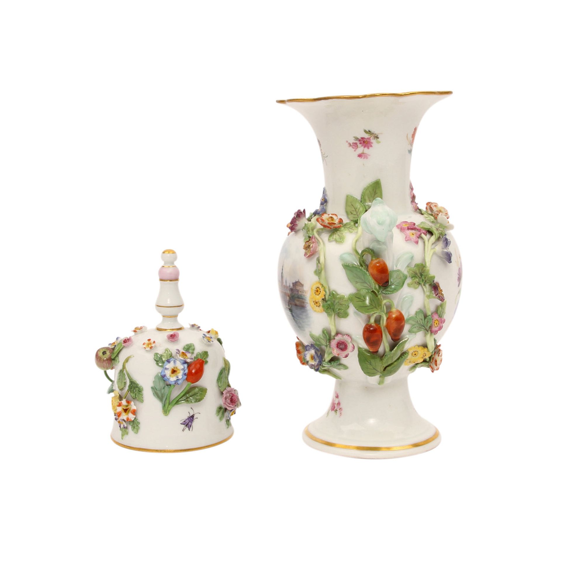 MEISSEN Ziervase mit der Ansicht Dresdens und Tischglocke, 1870-1924.Vase mit schauseitiger - Image 5 of 8