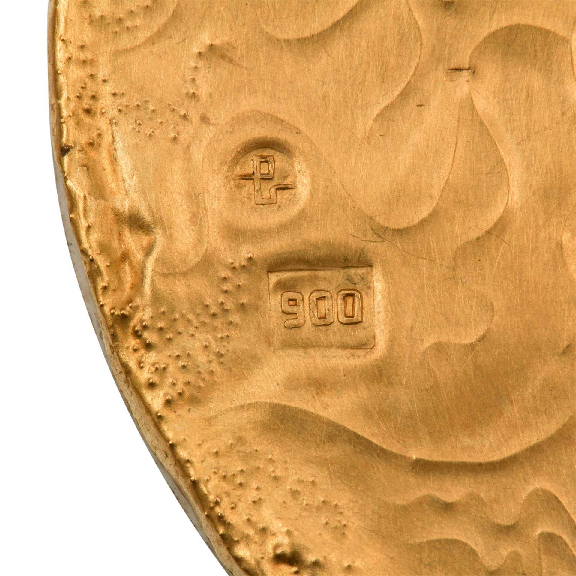 Goldminiatur "Euryale" von EBERHARD BURGEL (*1924),Gold 900 fein, gerieben + ziseliert, auf Acryl - Image 5 of 5
