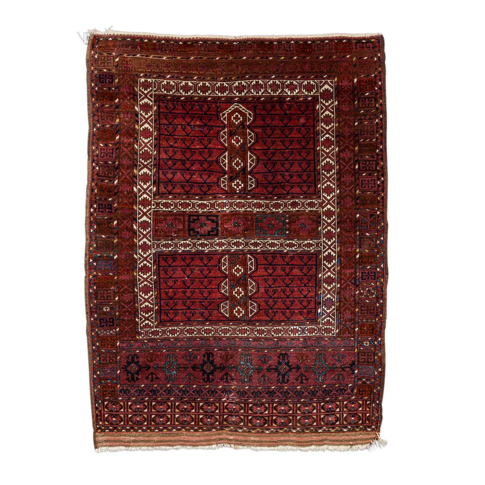 Orientteppich Ennsy. ERSARI-AFGHAN-HATSCHLOU/AFGHANISTAN, 19. Jh., ca. 188x150 cm.Zelteingangstür