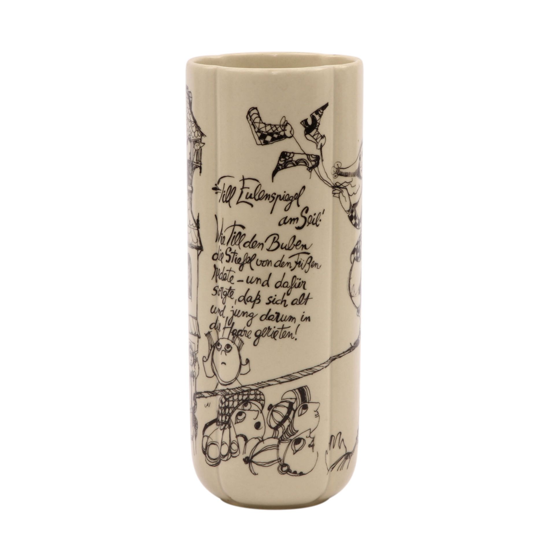 ROSENTHAL Vase 'Till Eulenspiegel', BJORN WIINBLAD, 20. Jhd.Heller Scherben, grau-beige gefasst