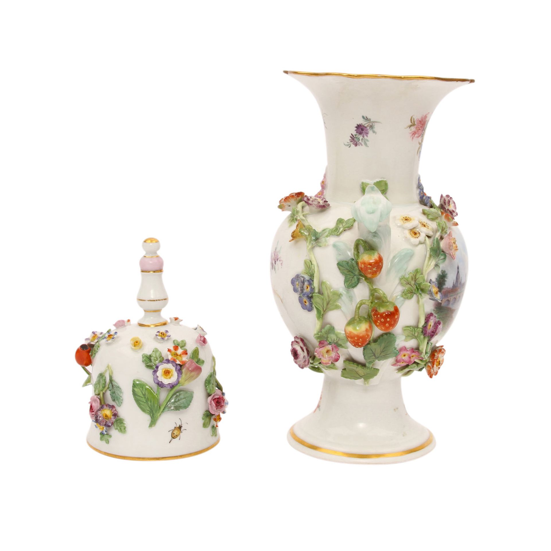 MEISSEN Ziervase mit der Ansicht Dresdens und Tischglocke, 1870-1924.Vase mit schauseitiger - Image 2 of 8