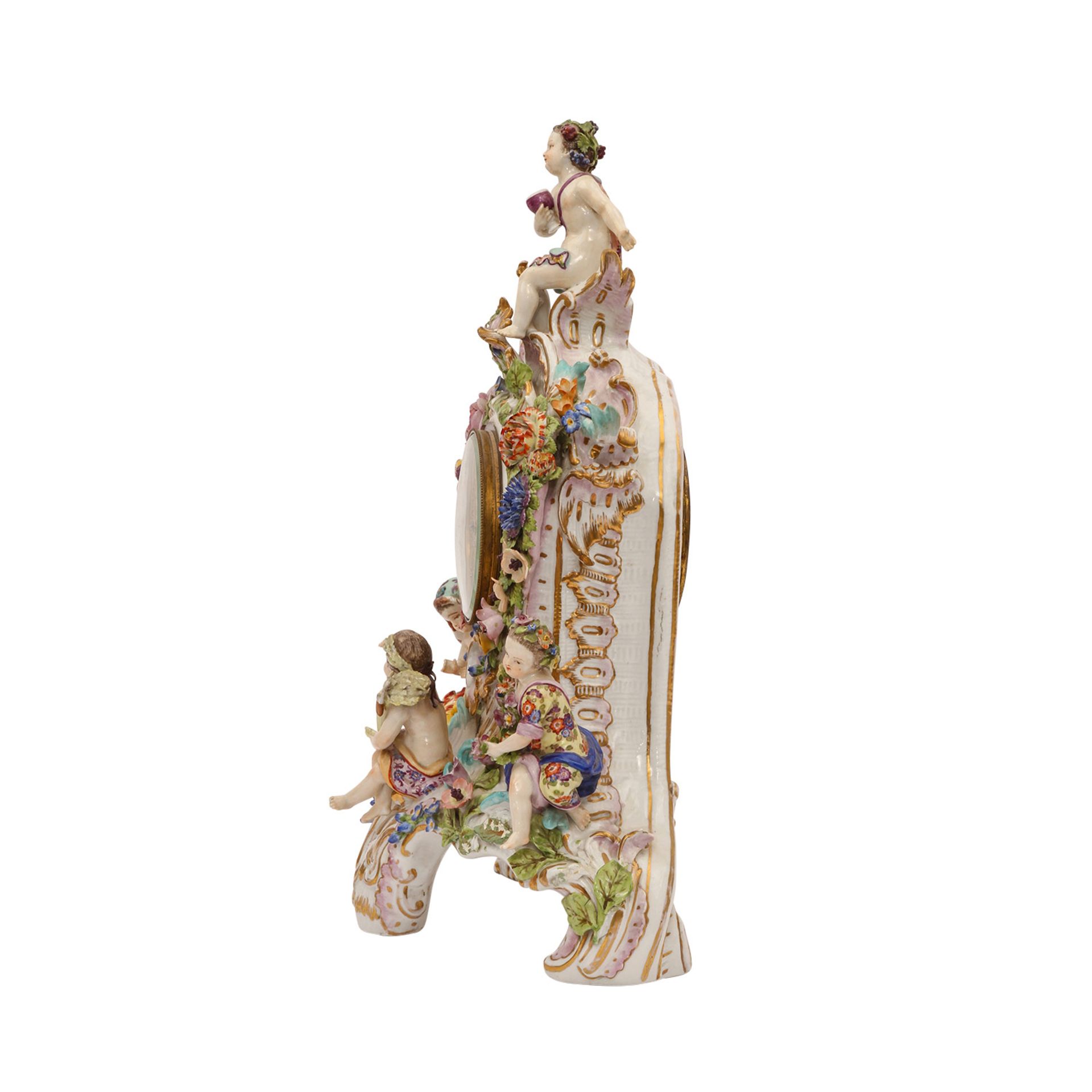 WOHL MEISSEN, 18./19. Jh.: Prunkpendule mit Allegorien der Jahreszeiten, um 1900,Wohl nach einem - Image 3 of 6