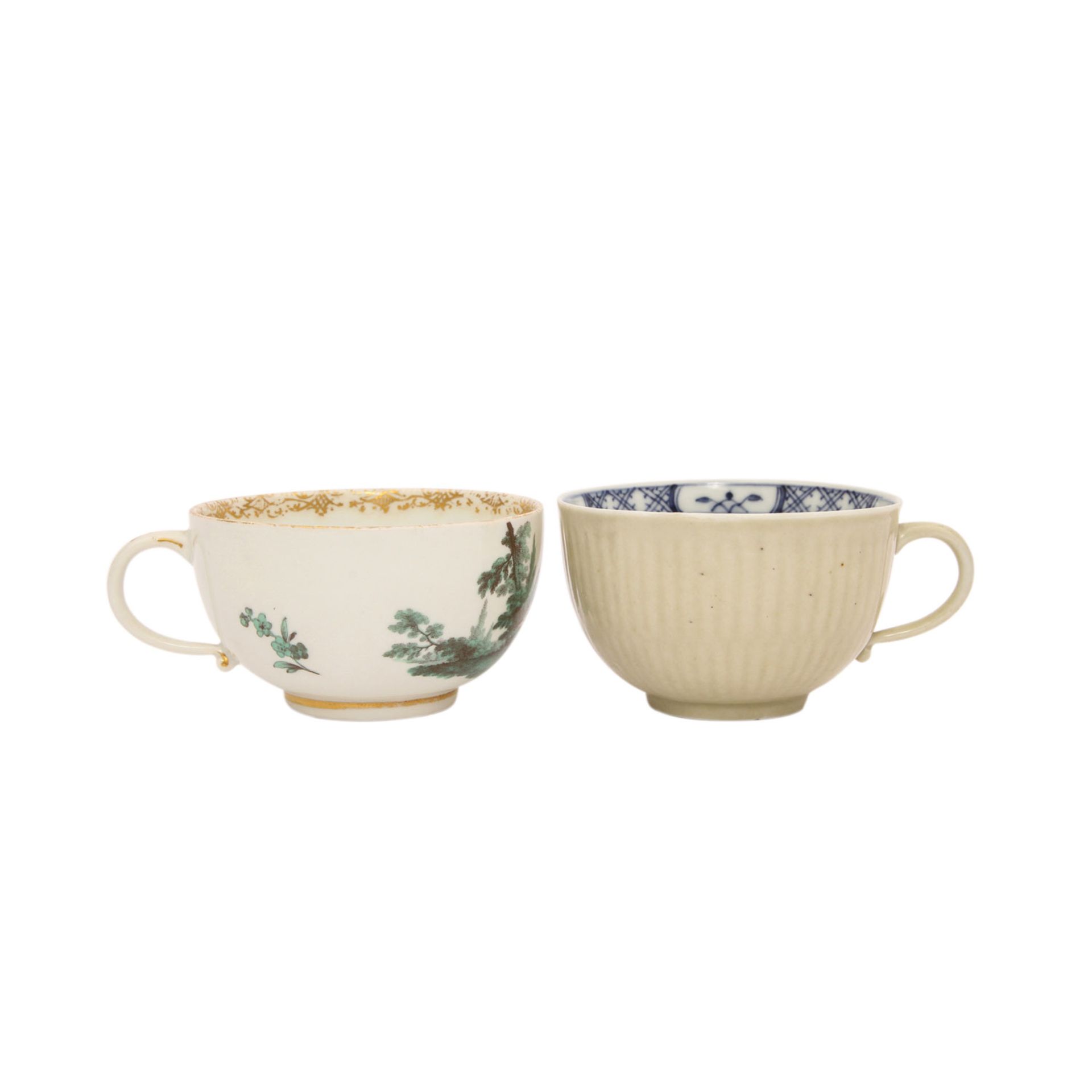 MEISSEN Zwei Tassen mit Untertassen, 18. und 19. Jh.Meissen Tasse/UT um 1800 mit Watteauszenen in - Image 2 of 10