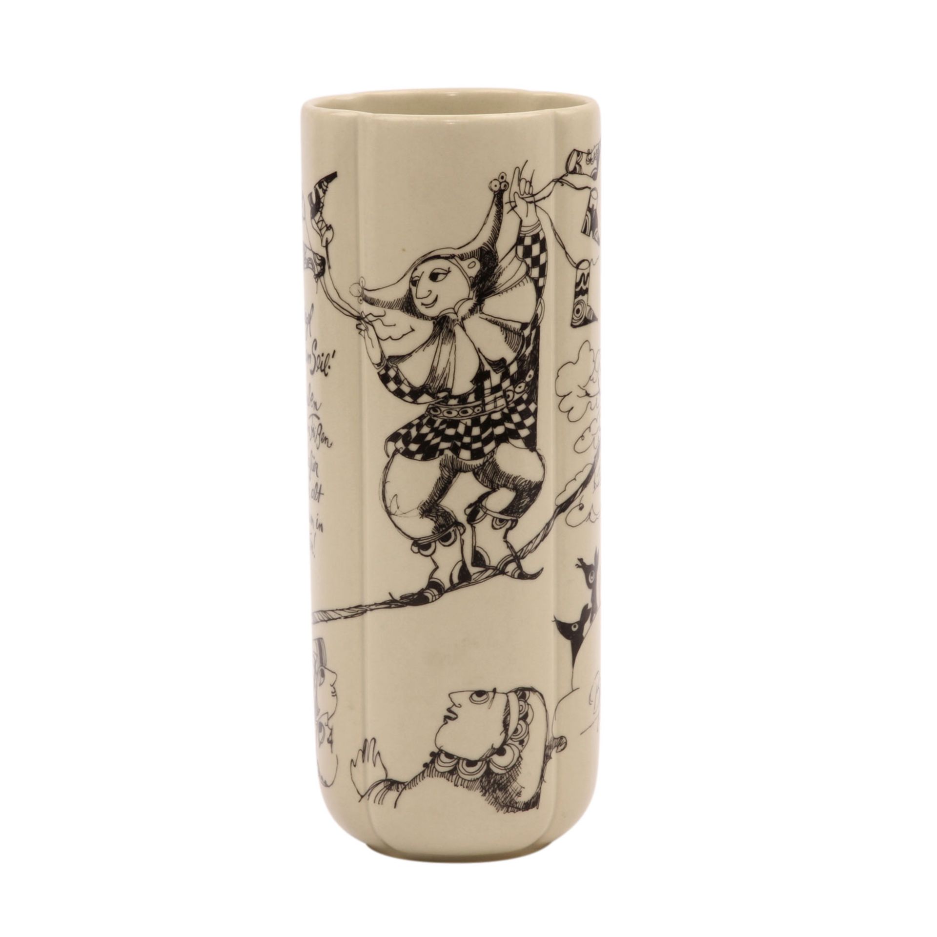 ROSENTHAL Vase 'Till Eulenspiegel', BJORN WIINBLAD, 20. Jhd.Heller Scherben, grau-beige gefasst - Image 2 of 5