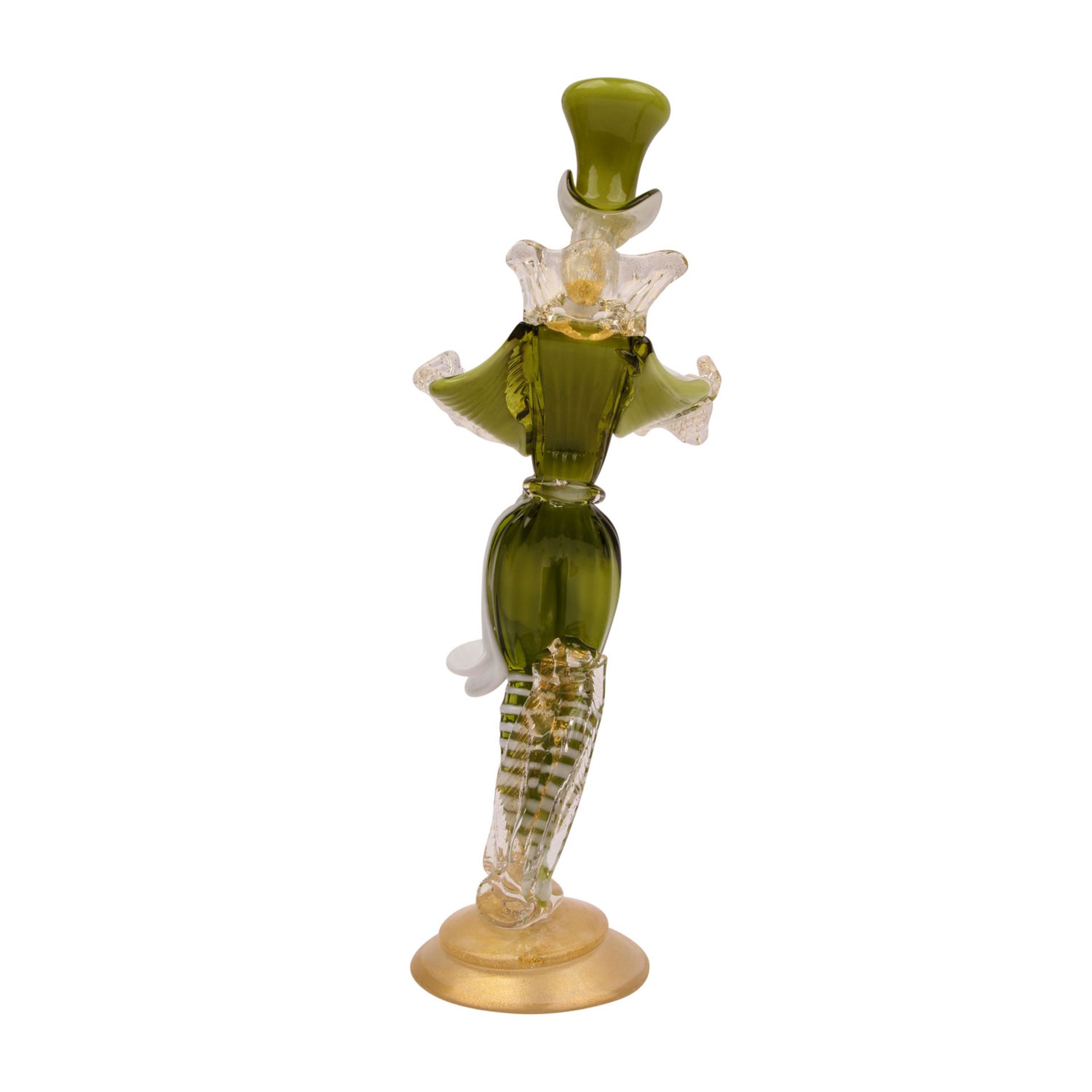 MURANO Ars Vetraria. Glasfigur, 20. Jh..Langgestreckte Figur mit einem grünen Kostüm und Zylinder - Image 3 of 6
