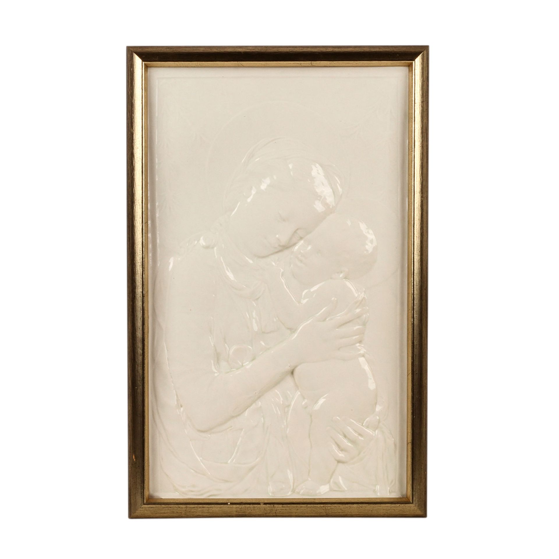 CACCIAPUOTI/NEAPEL Reliefplatte "Madonna mit Kind", 1. H. 20. Jh.Hochformatiges Flachrelief der