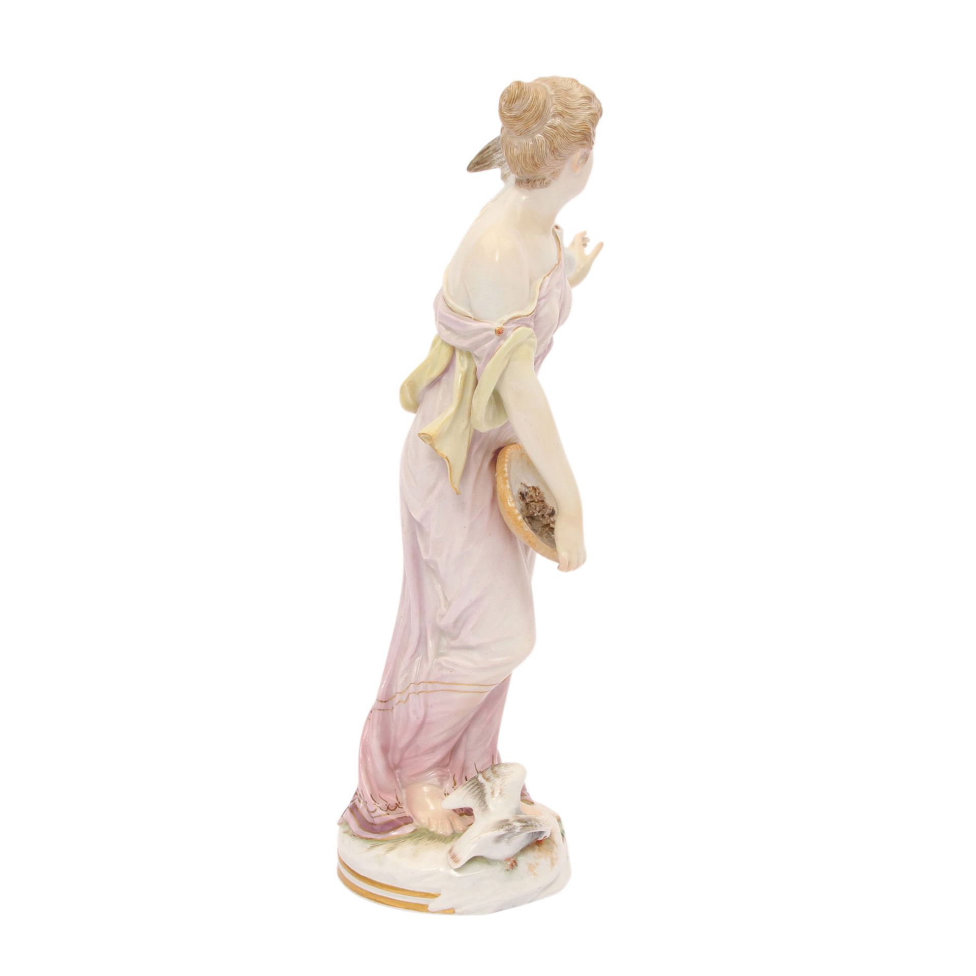 MEISSEN seltene Jugendstil-Figur "Tauben fütterndes Mädchen", vor 1924.Modell von Johannes Theodor - Image 4 of 7