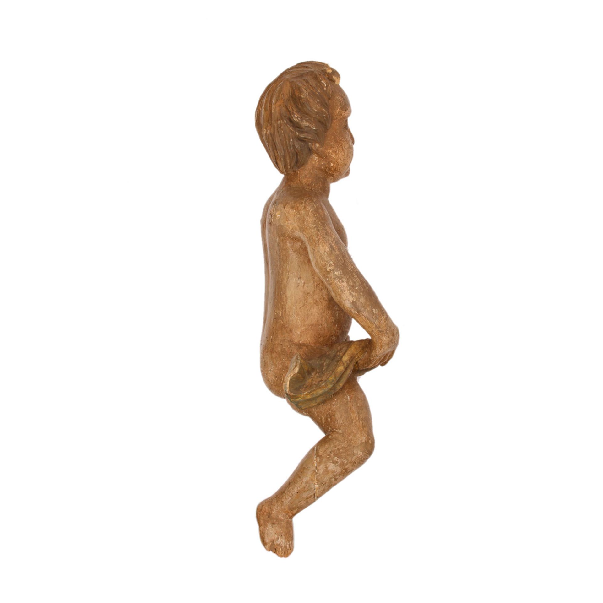 ENGELSüddeutschland, 18. Jh., Holz geschnitzt und teilw. gefasst, nackter Engel mit aufgerichtetem - Image 4 of 6