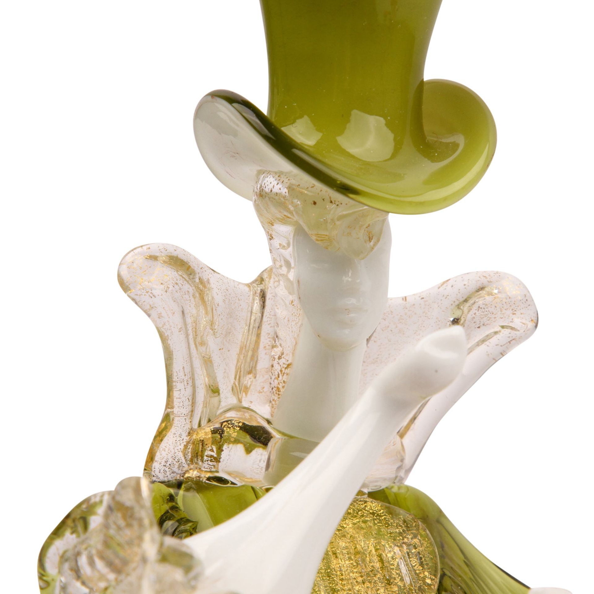 MURANO Ars Vetraria. Glasfigur, 20. Jh..Langgestreckte Figur mit einem grünen Kostüm und Zylinder - Image 6 of 6