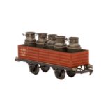 MÄRKLIN u.a. Offener Güterwagen mit Ladung, Spur 1, 1924-1931,Blech, braun lack., 2-achsig,