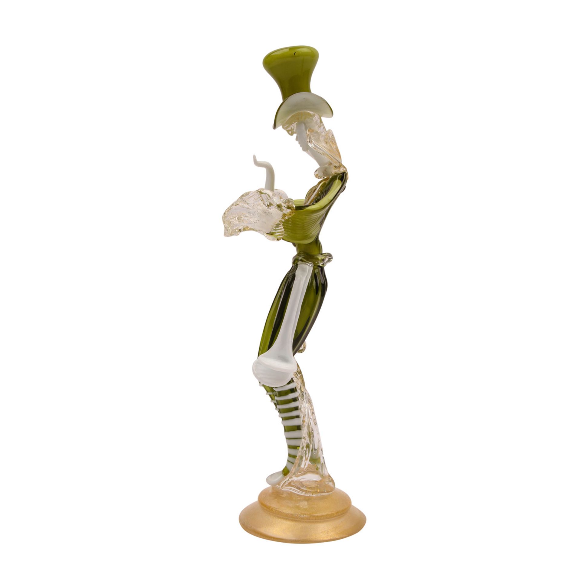 MURANO Ars Vetraria. Glasfigur, 20. Jh..Langgestreckte Figur mit einem grünen Kostüm und Zylinder - Image 2 of 6
