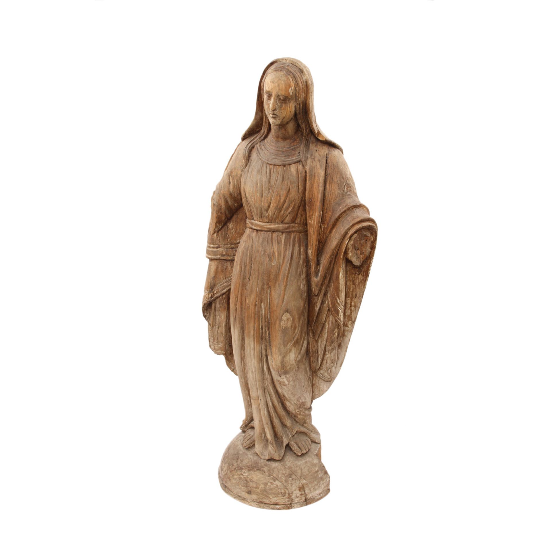 MARIA IMMACULATA19./20. Jh., Holz, in langem Gewand und nach vorne gerichtetem Blick, fein