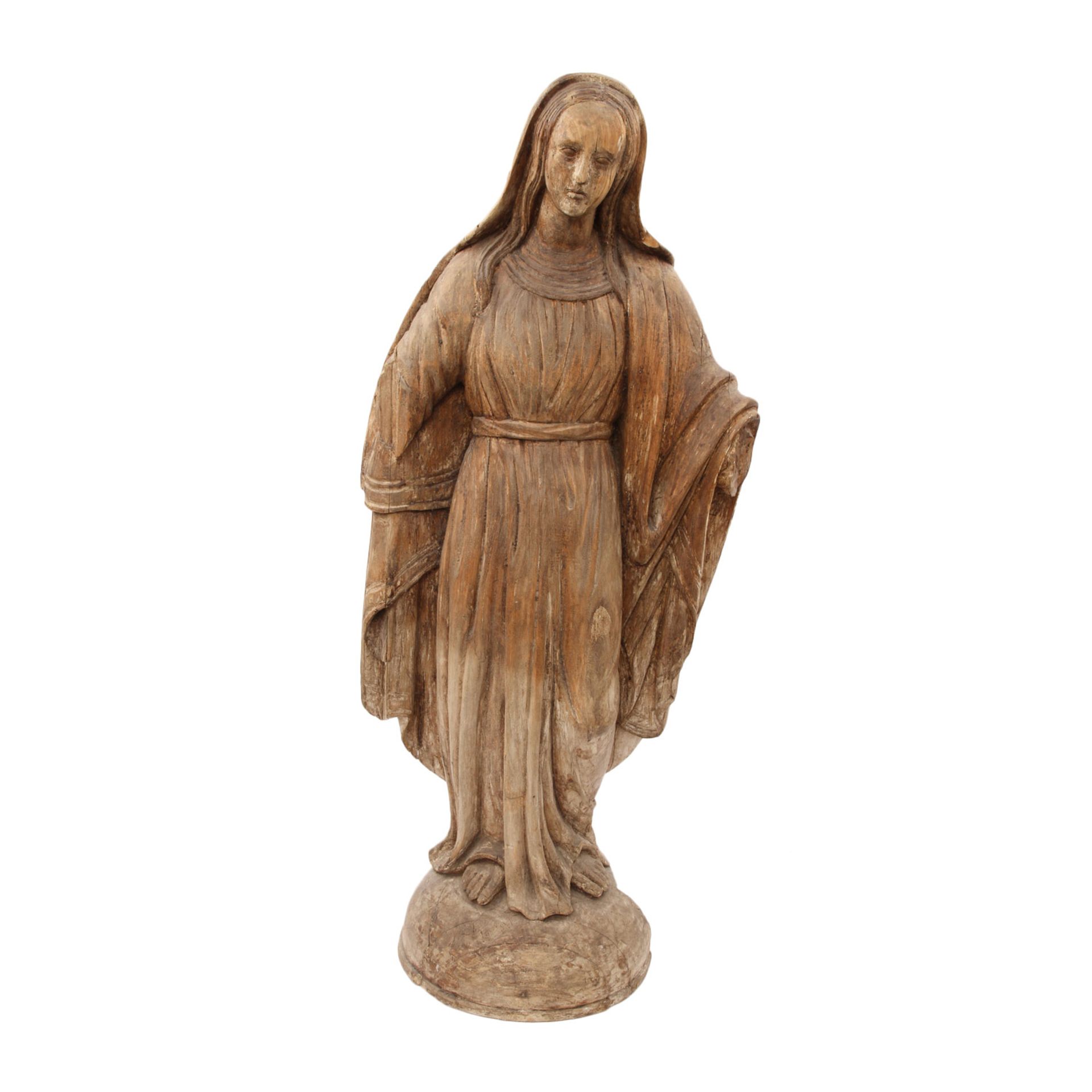 MARIA IMMACULATA19./20. Jh., Holz, in langem Gewand und nach vorne gerichtetem Blick, fein - Image 5 of 6