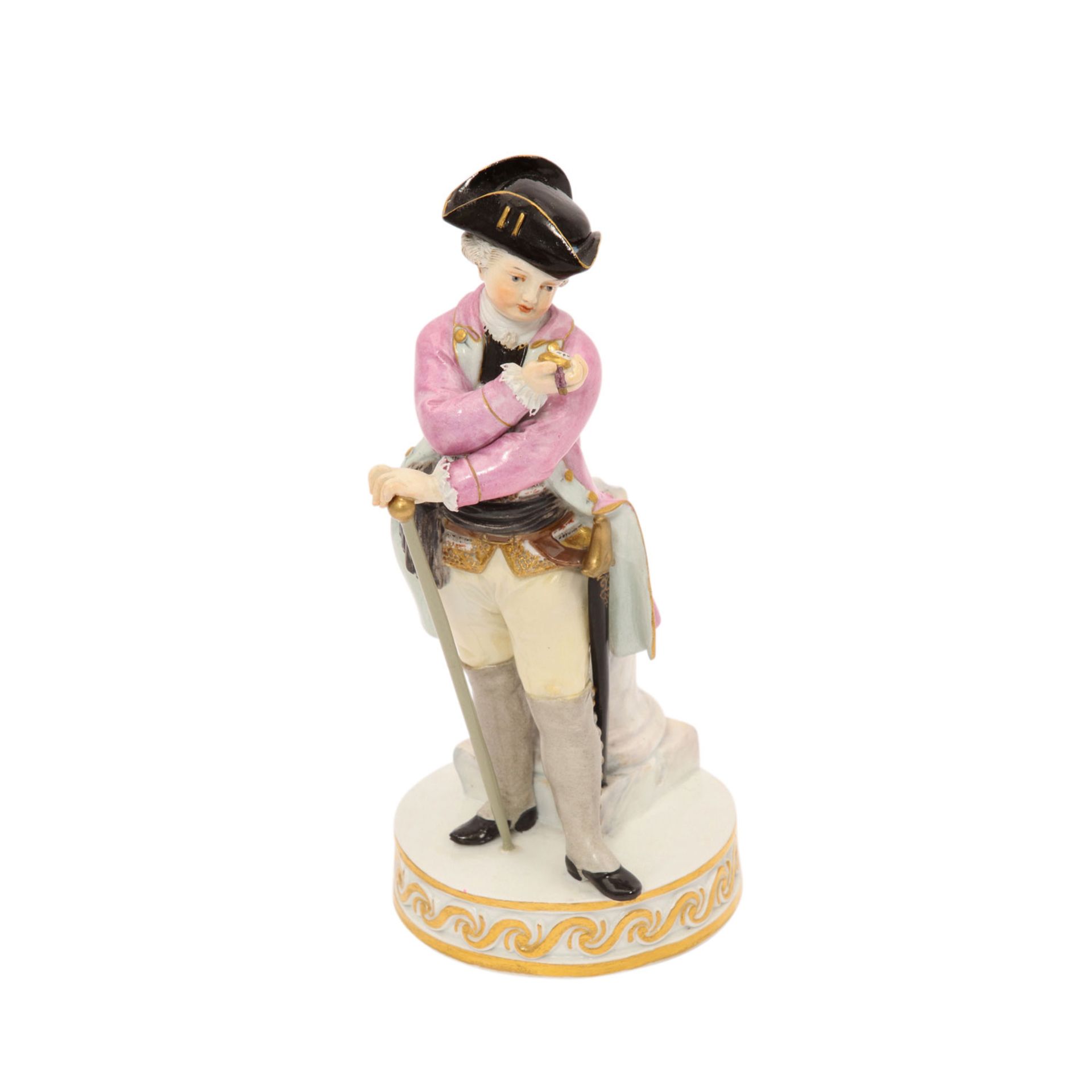 MEISSEN "Knabe als Offizier", 1870-1924.Modell von Michel Victor Acier um 1775, Kinderfigur in