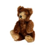 STEIFF Teddy Baby 7309, 1949-1957,dunkelbrauner Mohairplüsch, Samtschnauze u. -füße, braune