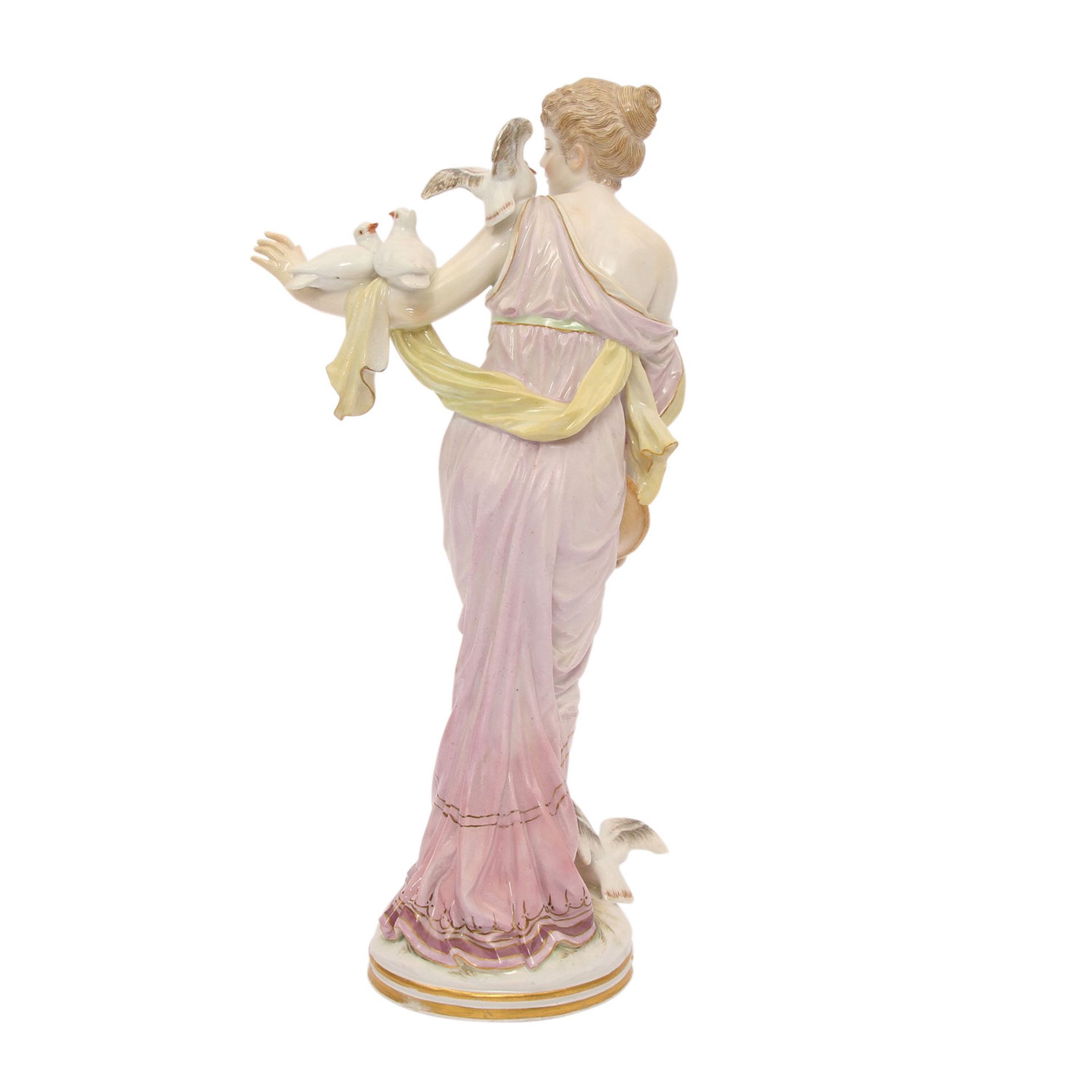 MEISSEN seltene Jugendstil-Figur "Tauben fütterndes Mädchen", vor 1924.Modell von Johannes Theodor - Image 3 of 7