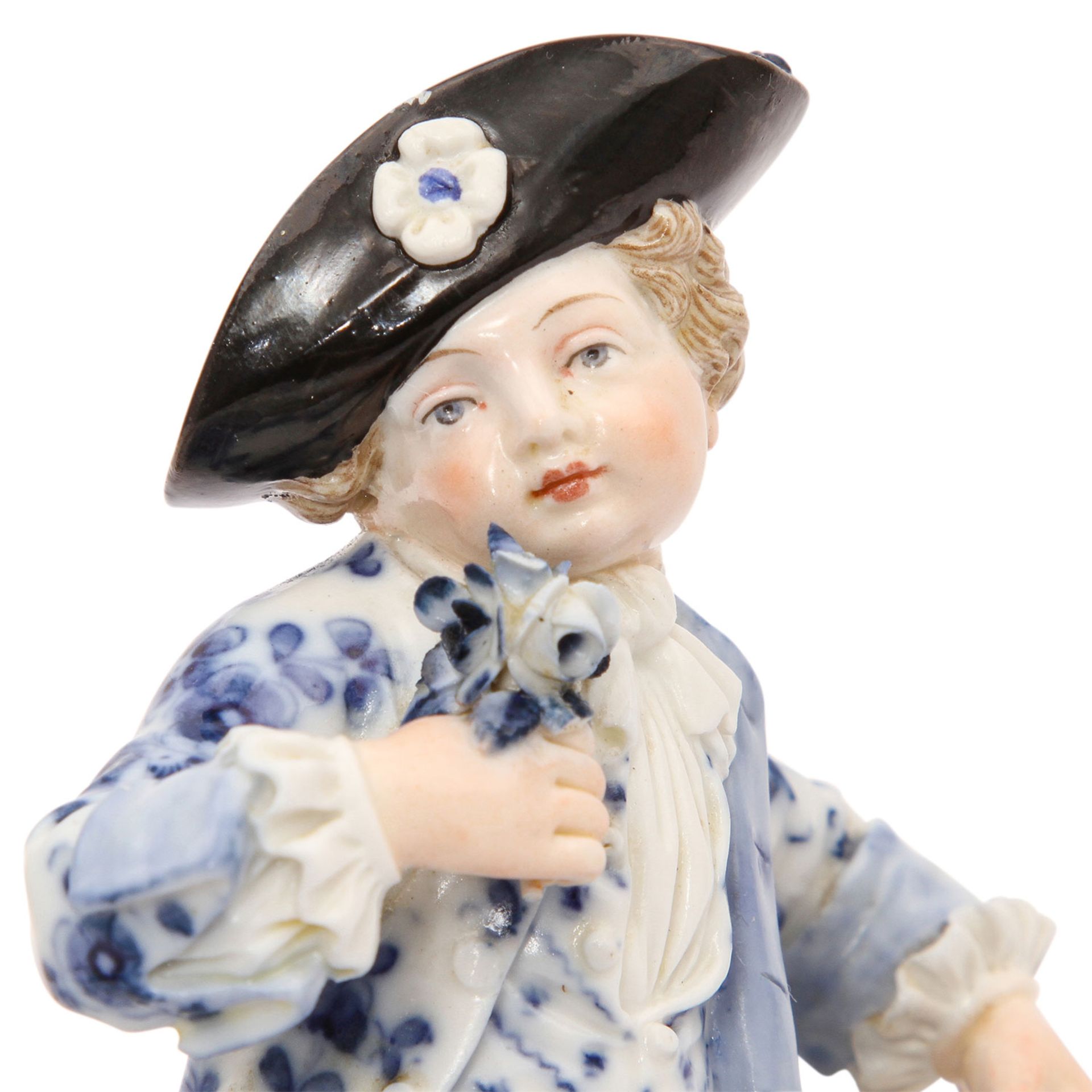 MEISSEN Figurenschale, 1870-1924."Knabe, zwischen zwei Körben sitzend", Blaumalerei mit - Image 6 of 7