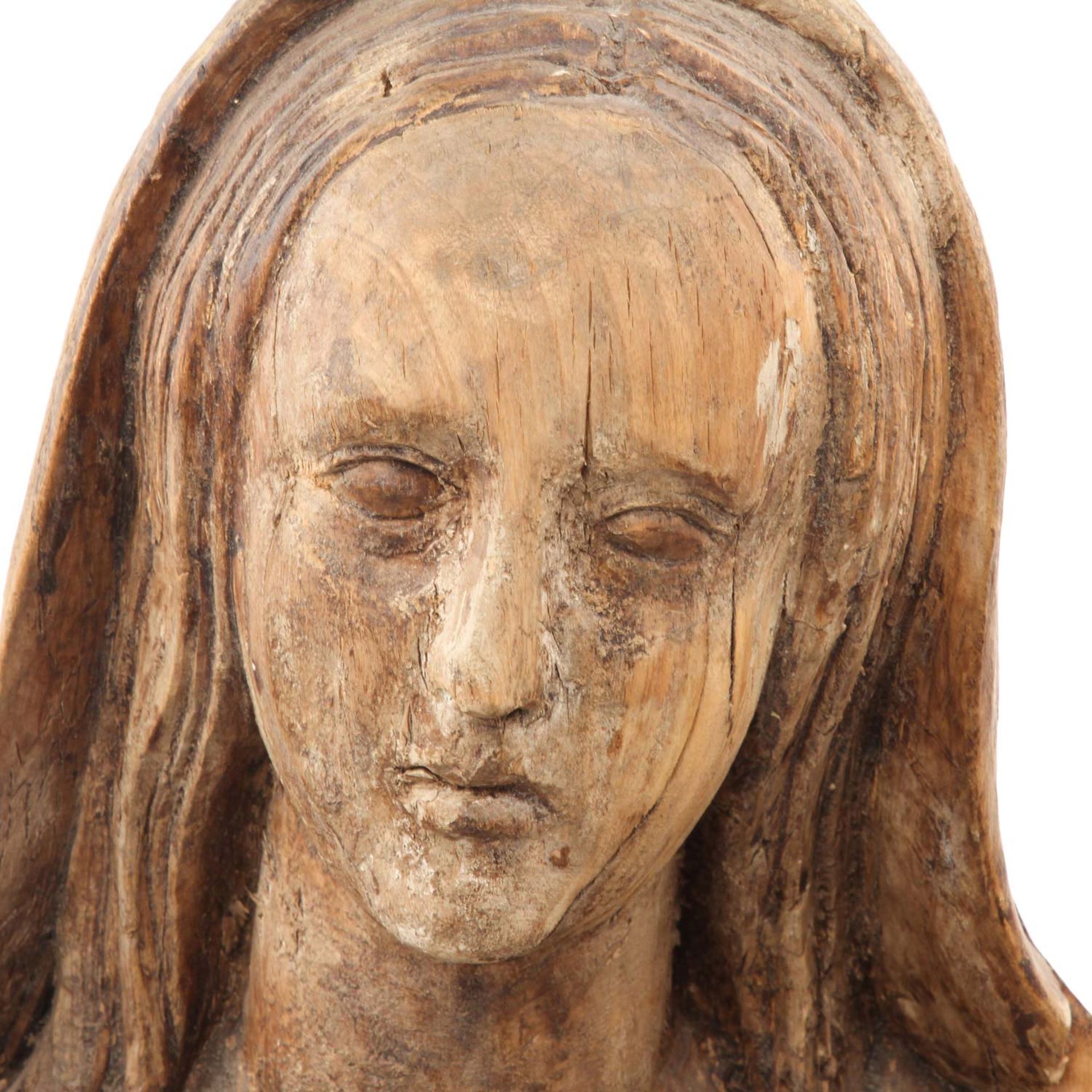 MARIA IMMACULATA19./20. Jh., Holz, in langem Gewand und nach vorne gerichtetem Blick, fein - Image 6 of 6