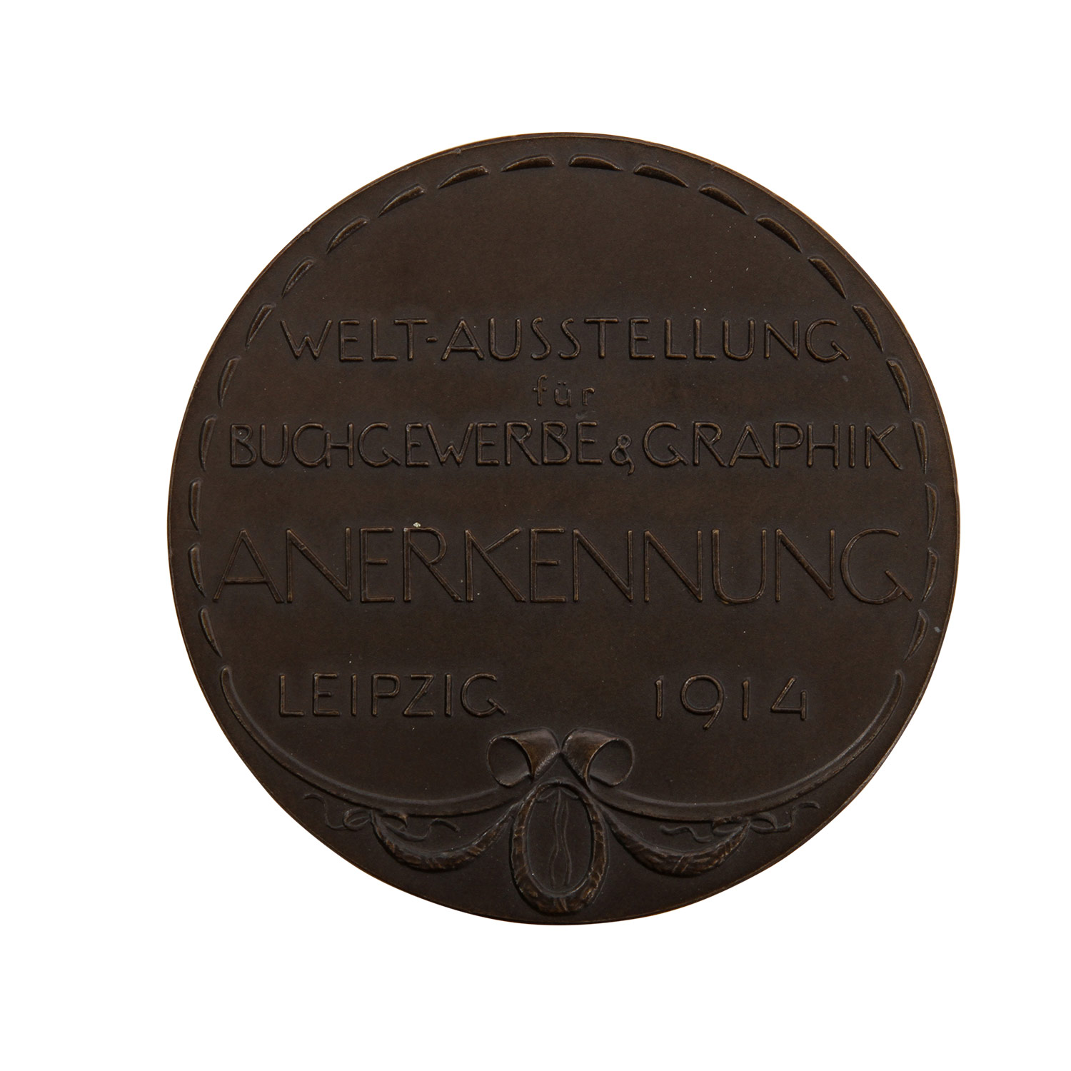 Preismedaille Weltausstellung Leipzig 1914 - Anerkennungsmedaille aus Kupfer, verliehen für - Image 2 of 2