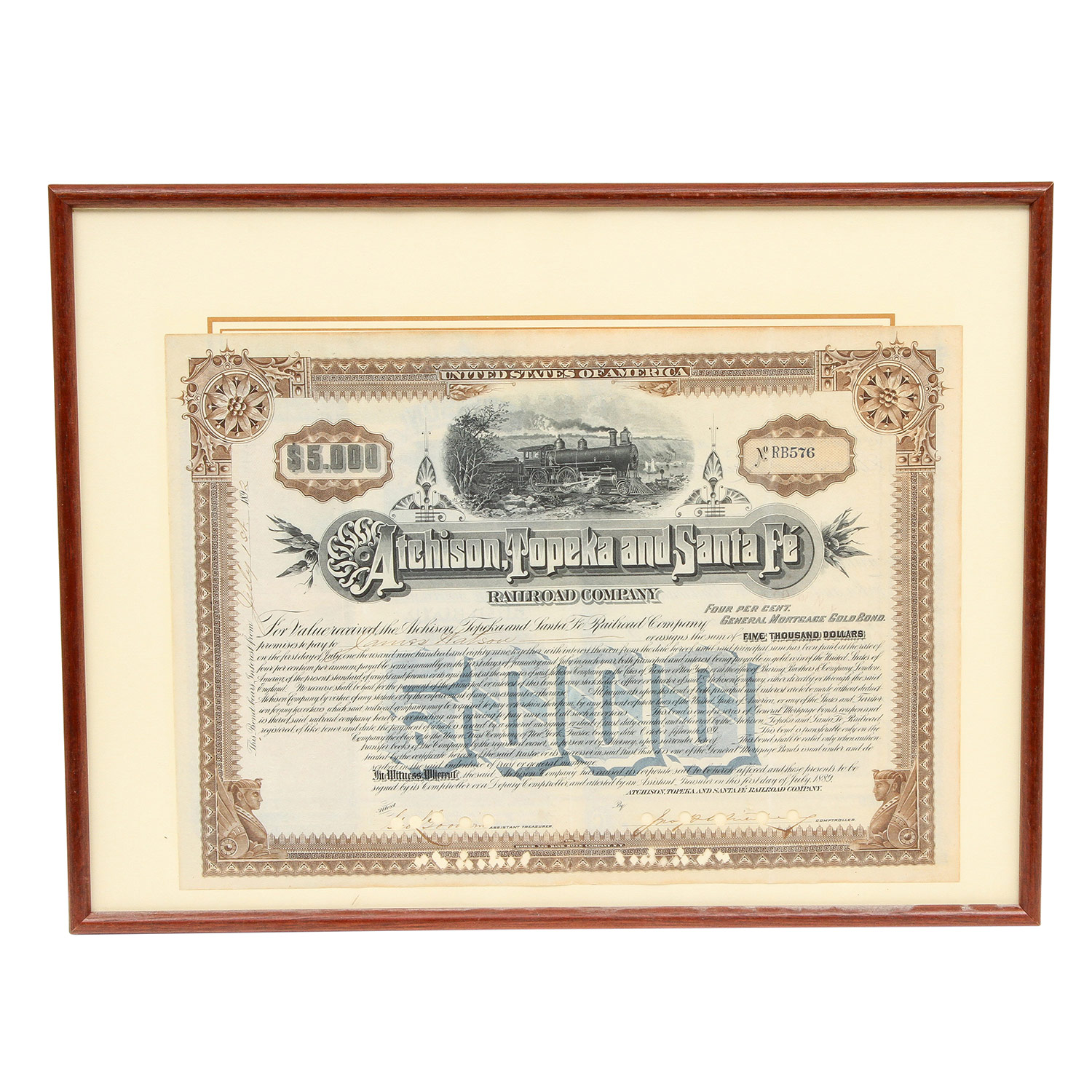 Wertpapier USA 19. Jh. - hist. Wertpapier der "Atchison, Topeka and Santa Fé Railroad Company"