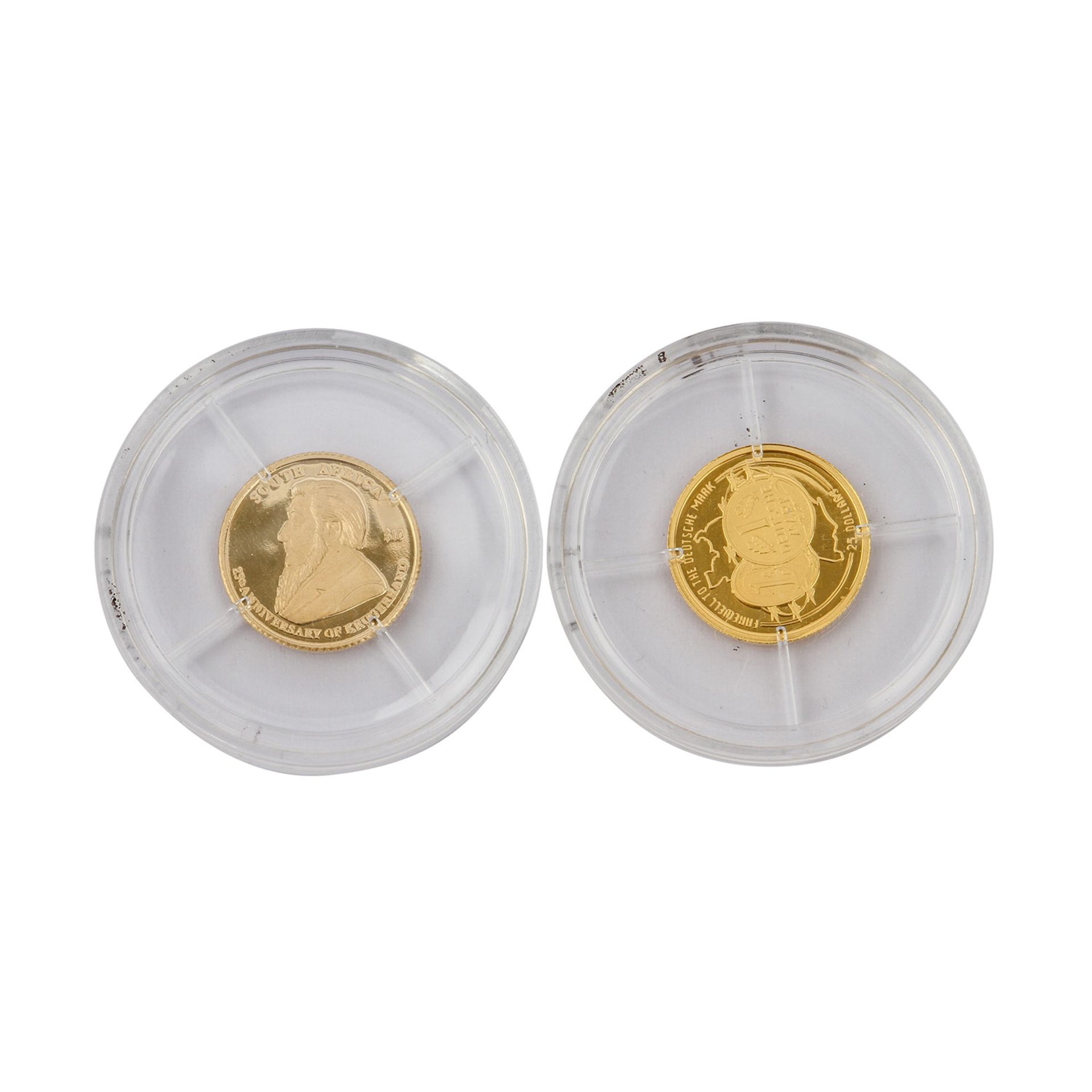 Die kleinsten Goldmünzen der Welt, 4 Ausgaben mit insgesamt knapp 2,5 Gramm fein. - Bild 2 aus 5