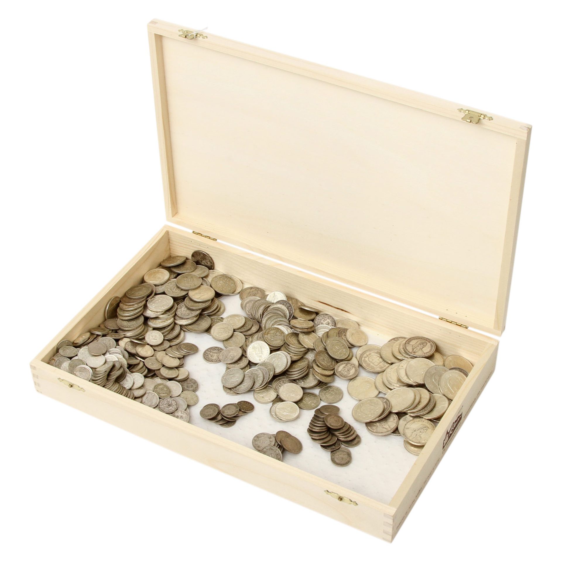 Schweizer Silbermünzen, 2300g Silber fein, Umlaufmünzen bestehend aus 42 x 5 Franken, 72 x 2