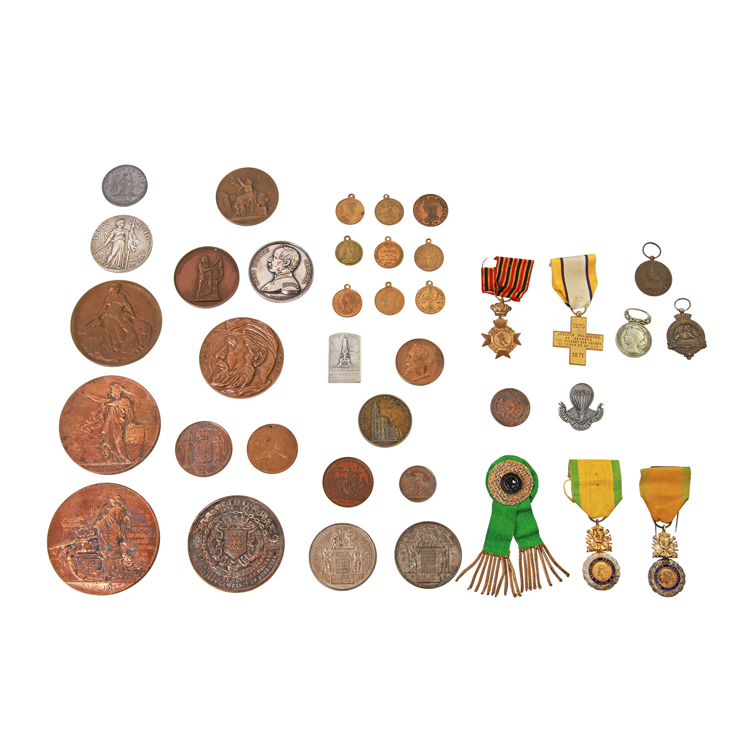 1870/71 Deutsch-Französischer Krieg - Medaillen Frankreich, u.a. Kleinmedaillen, Städtemedaillen,