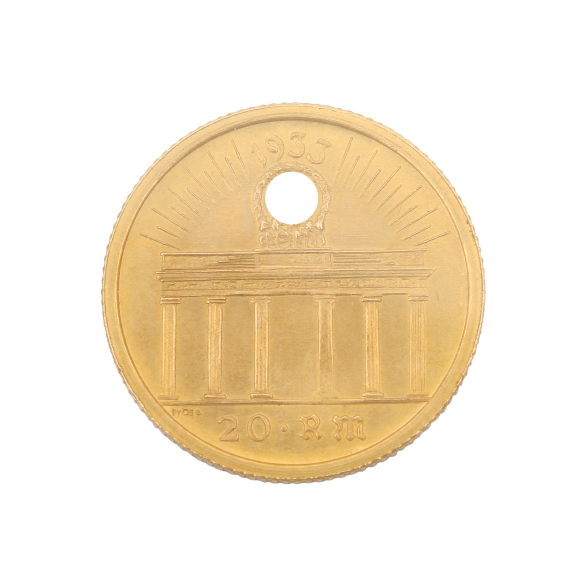 Deutsches Reich 1933-1945 - Fantasieprägung zu 20 Reichsmark, Goldmedaille (1933) unsigniert. - Bild 2 aus 2