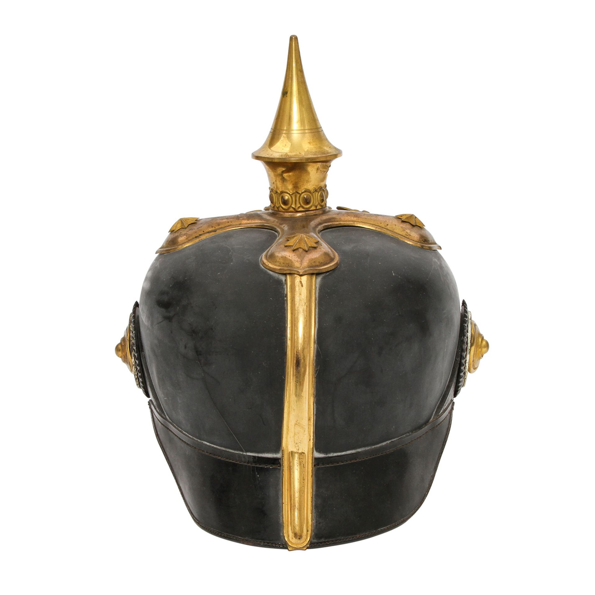 Preussen - Pickelhaube, Chiffre FR auf Reichsadler, Schuppenkette und Schließe intakt, auf - Bild 3 aus 7