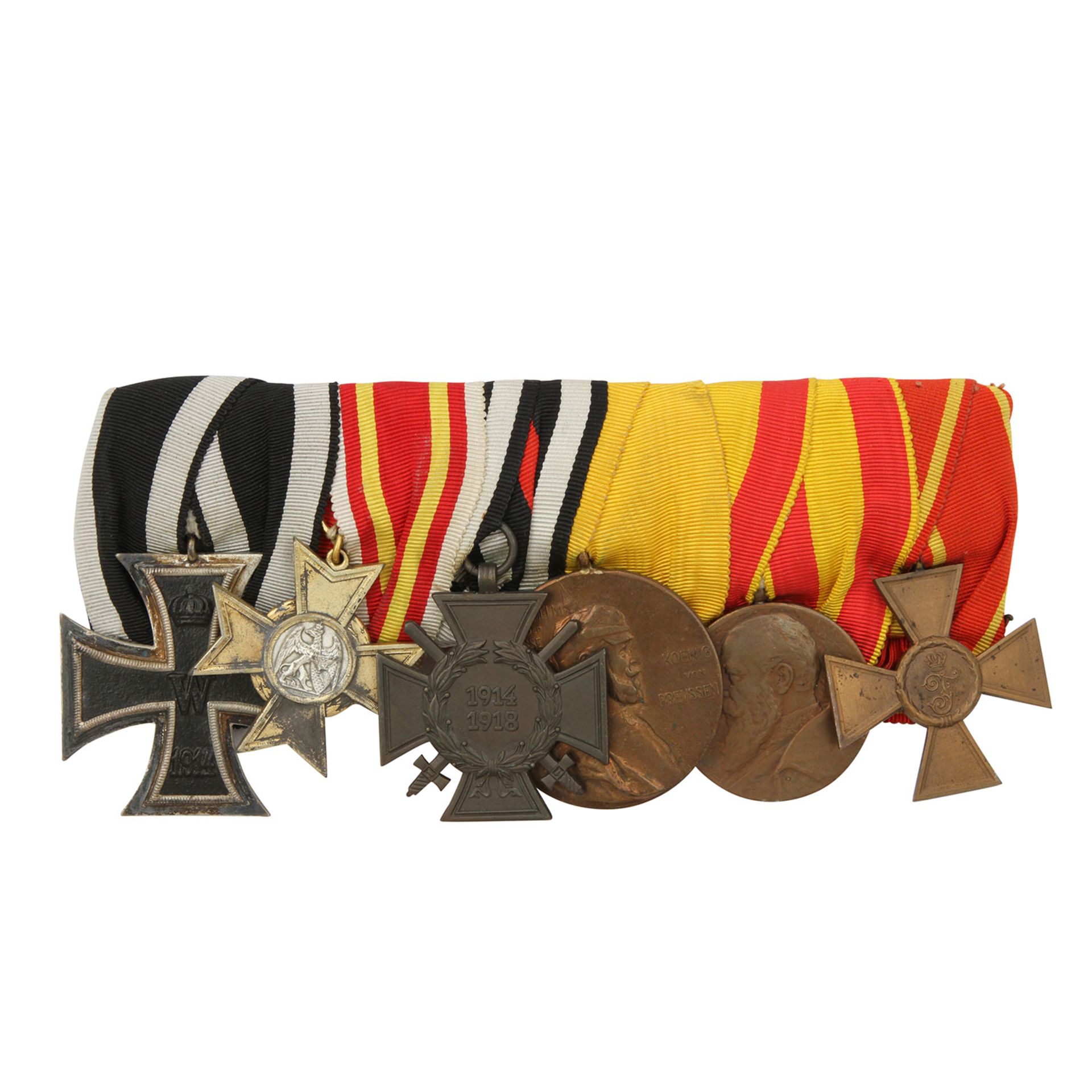 Baden - 6-teilige Ordensschnalle mit Eisernem Kreuz 2. Klasse 1914, Kriegsverdienstkreuz 1916, - Bild 2 aus 4
