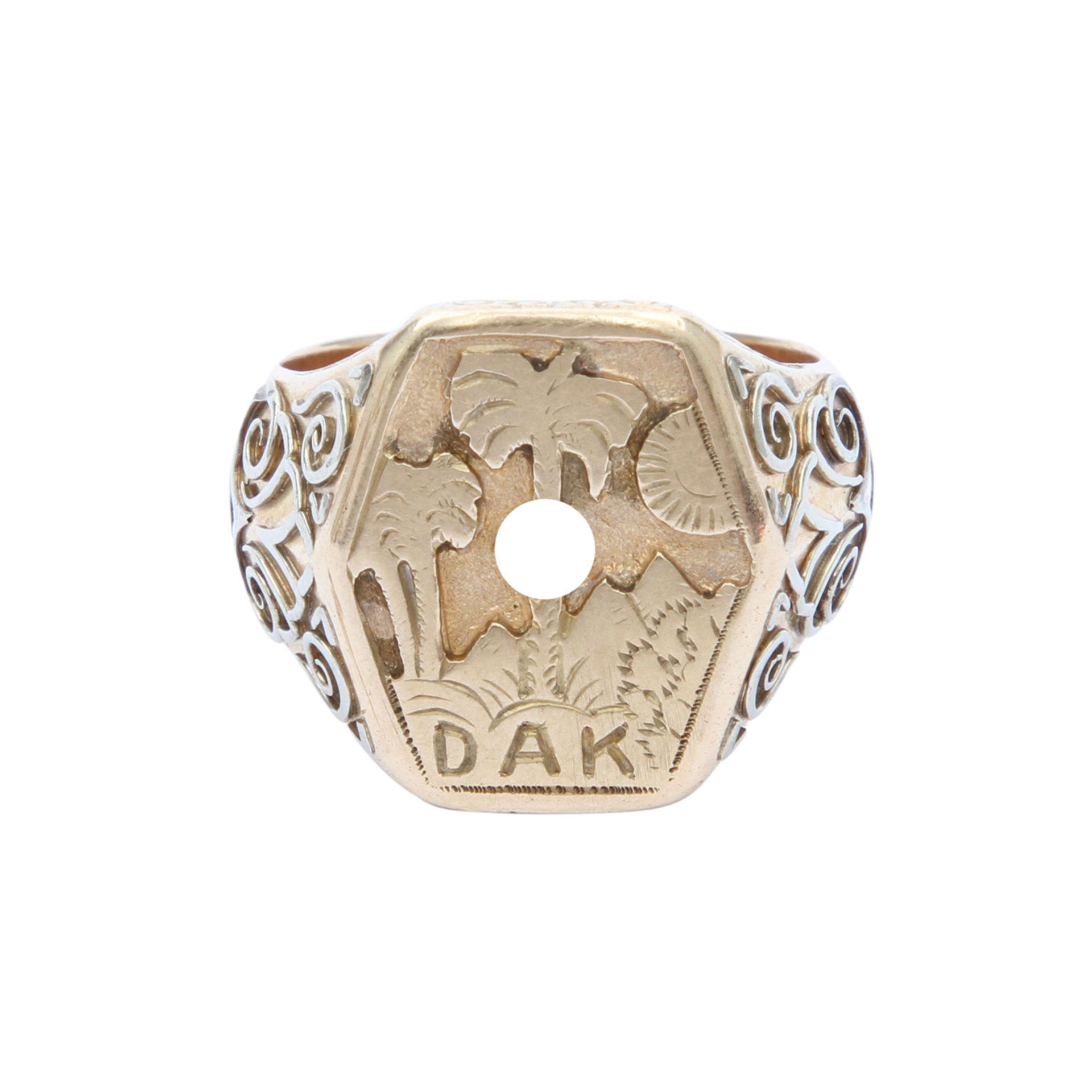 Deutsches Reich 1933-1945 - DAK Deutsches Afrikakorps. Goldener Ring, Stempel 585, ca. 17,2 g rau.