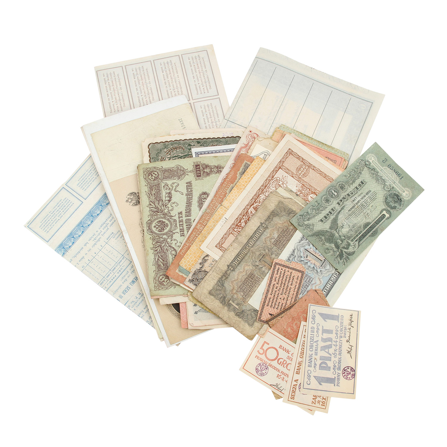 Banknoten Russland - ca. 1898/1944, etwa 110 - 120 mehr oder weniger stark gebrauchte Noten, sehr