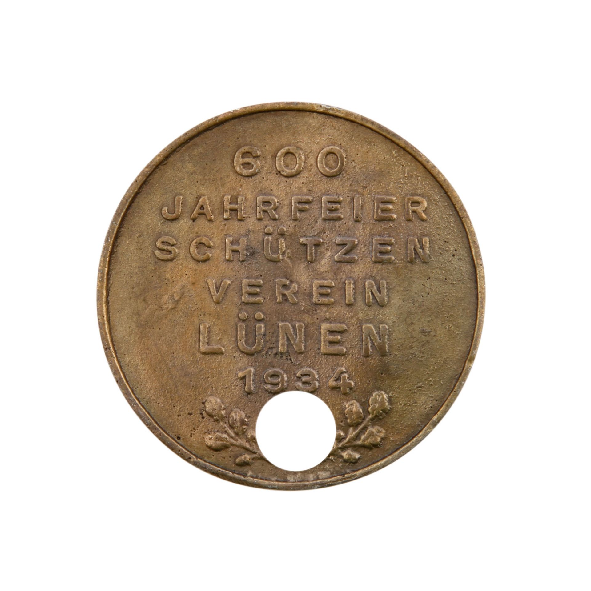 Deutsches Reich 1933-1945 - Medaille 600 Jahrfeier Schützenverein Lünen 1934. Reichskanzler Adolf - Bild 2 aus 2