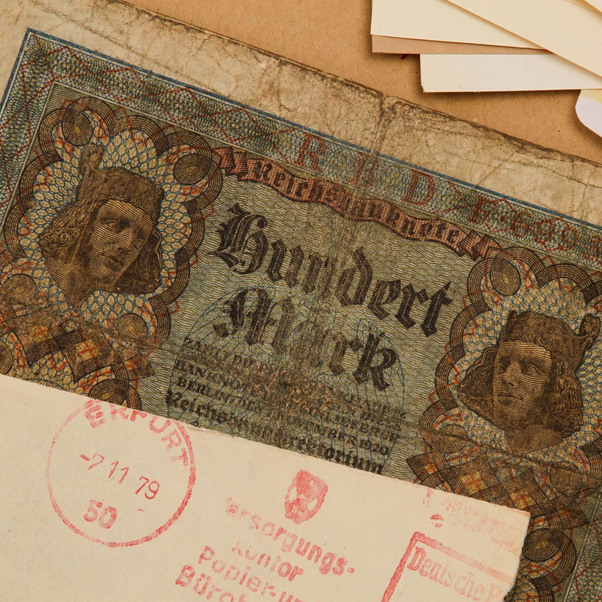 Konvolut Banknoten mit u.a. Notgeld, ca. 1 Hälfte 20. Jh. In den Erhaltungen sehr verschieden. Bitte - Bild 3 aus 4