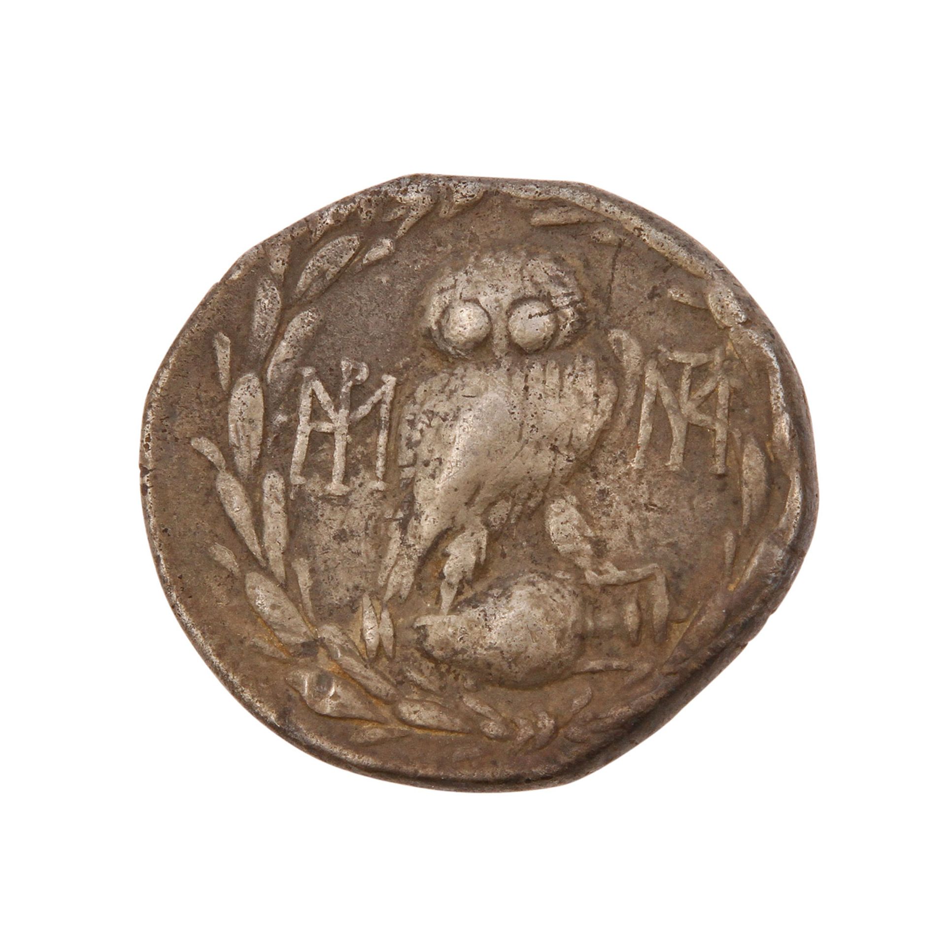 Antikes Griechenland - Tetradrachme 2.Jh.v.Chr., Athen, Av: Kopf der Athena mit attischem Helm, - Bild 3 aus 3