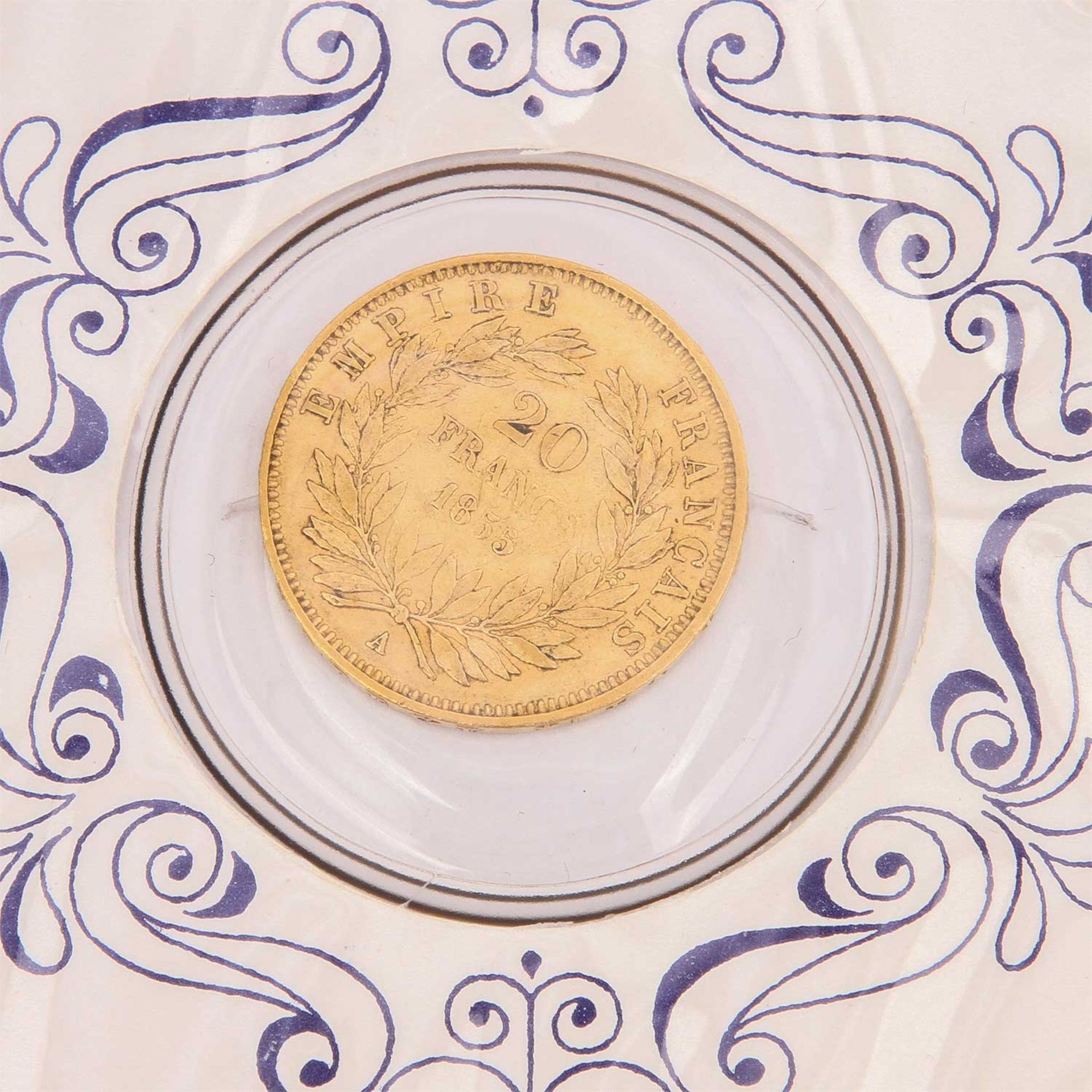 Niederlande und Frankreich in Gold - 1 x Frankreich - 20 Francs 1855/A, Napoleon III., ss., - Bild 2 aus 3