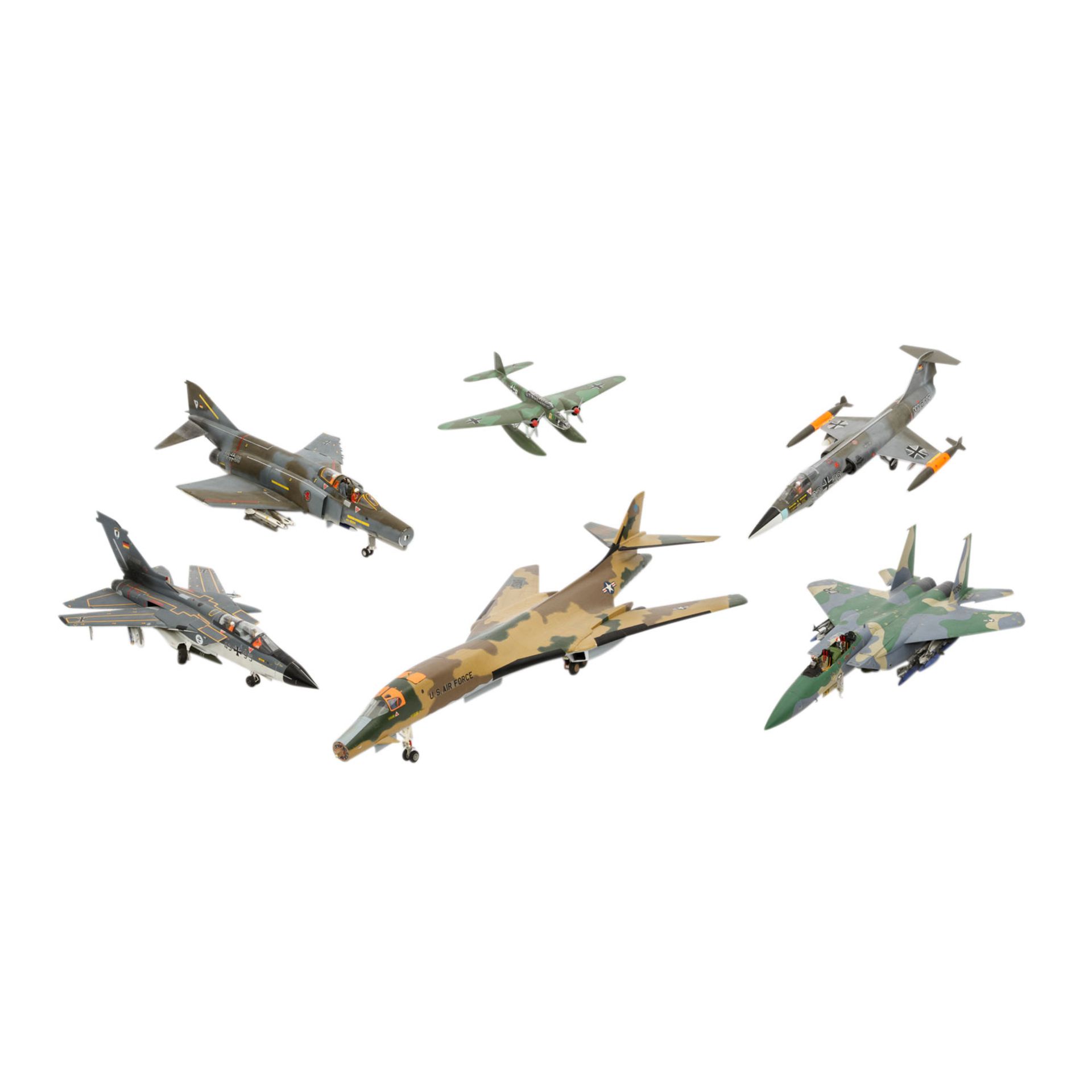 Konvolut von 6 Modellflugzeugen, BRD - 1 x Revell 1980, McDonnell F-4 Phantom II, 1 x Revell 1980,