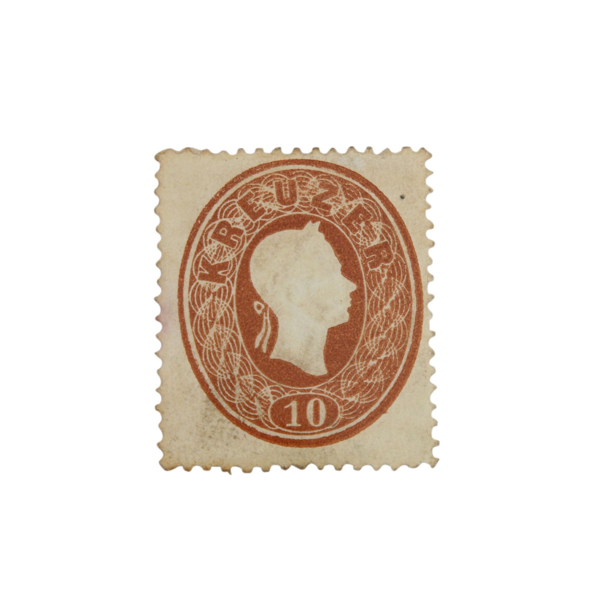 Österreich 1860 – Freimarkenausgabe Mi.Nr. 21a, Ferch Nr. 21a, 10 Kreuzer braun. Vollzähnige und - Bild 2 aus 3