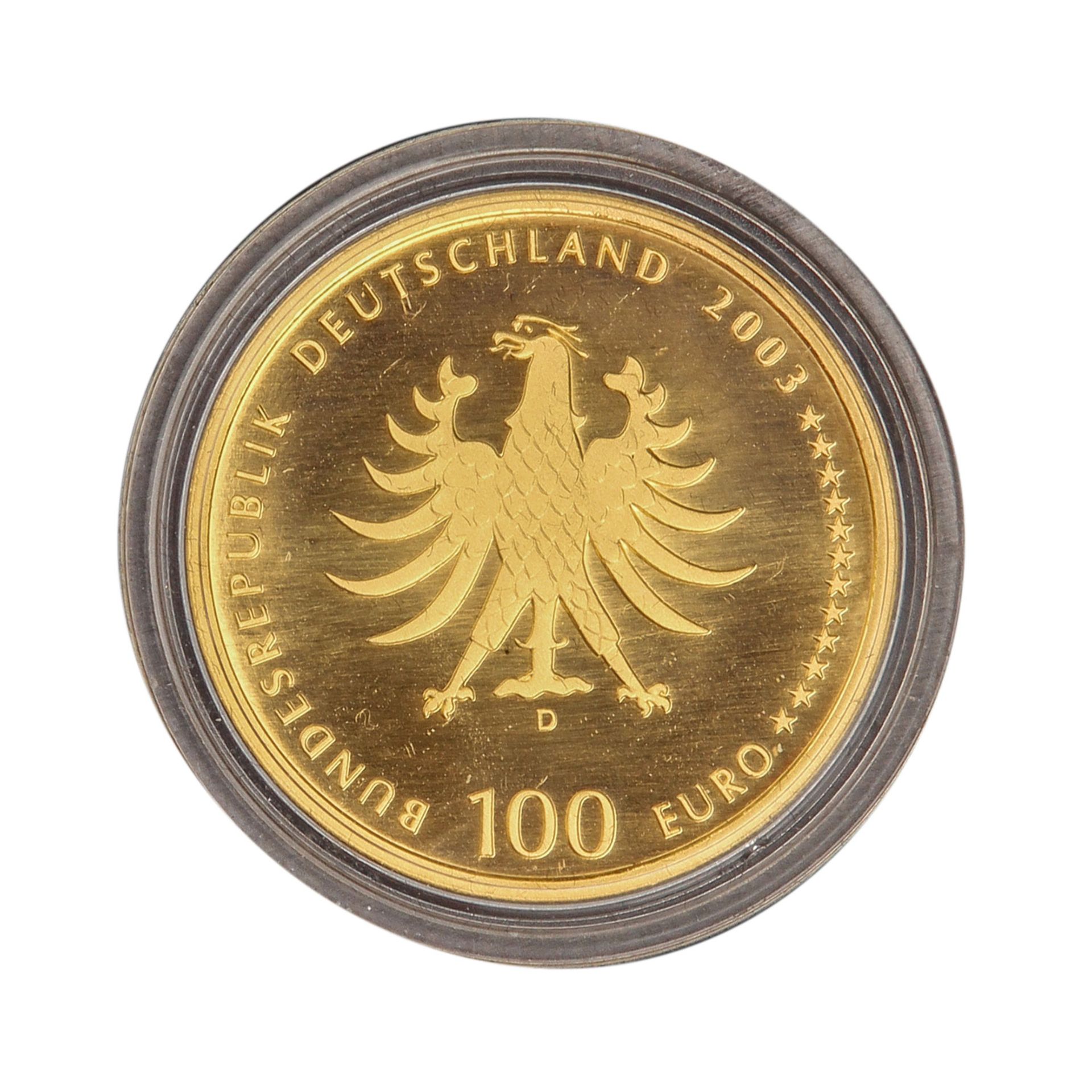 Schicker Goldposten BRD - bestehend aus 6 x 100 Euro der Jahre 2002/F, 2003 (3 x)/D (2 x) und A (1 - Bild 7 aus 7